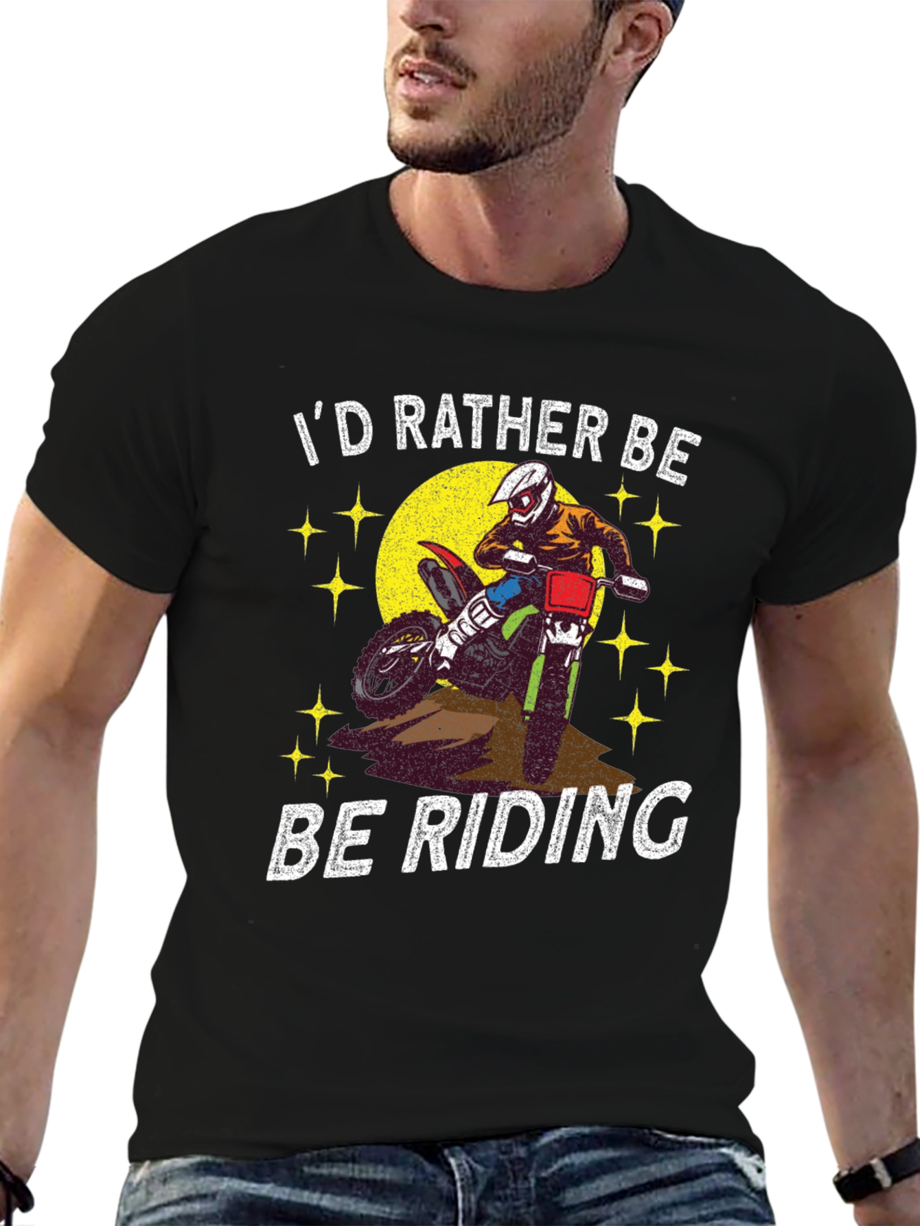Black I'd Rather Be Riding T-Shirt - Motorcross Rider Tee view 6