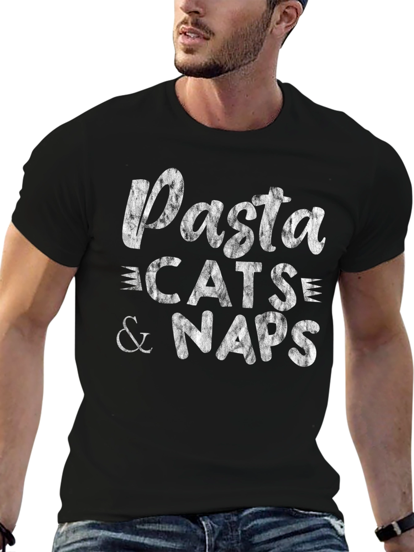 Black Pasta Cats & Naps Graphic Tee view 6