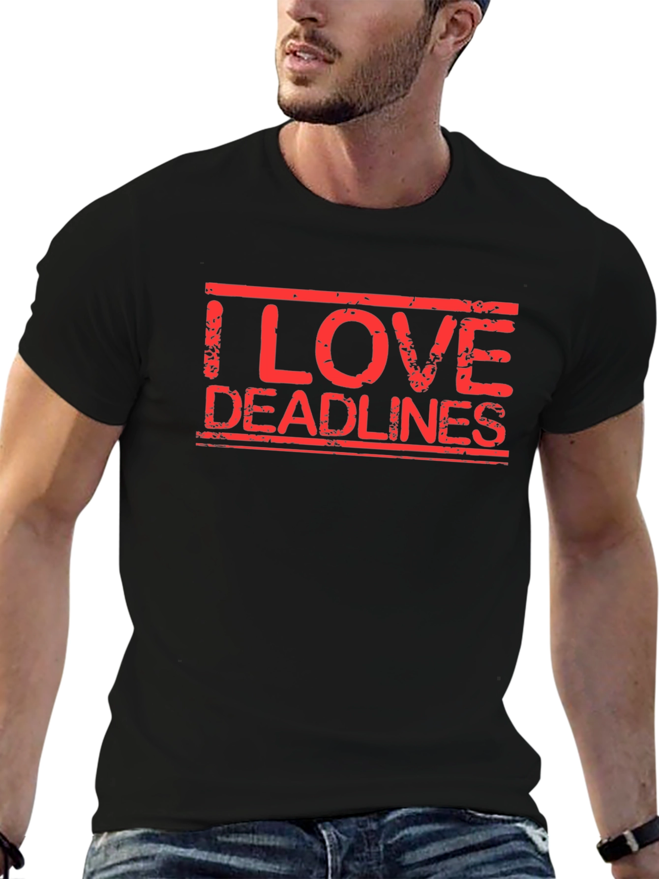 Black I Love Deadlines Graphic Tee - Black Short Sleeve view 6