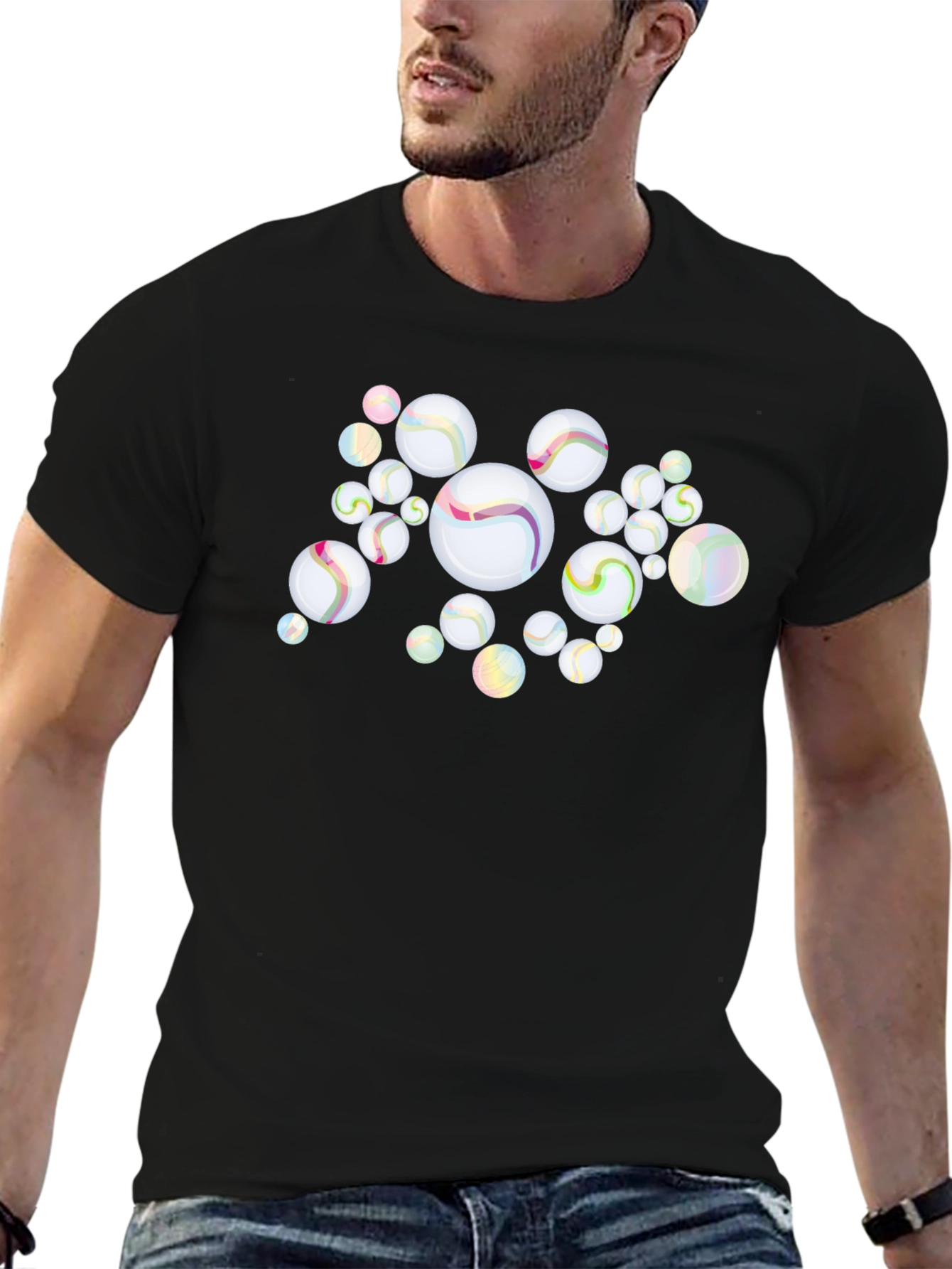 Black Marbles Graphic Black T-Shirt view 6