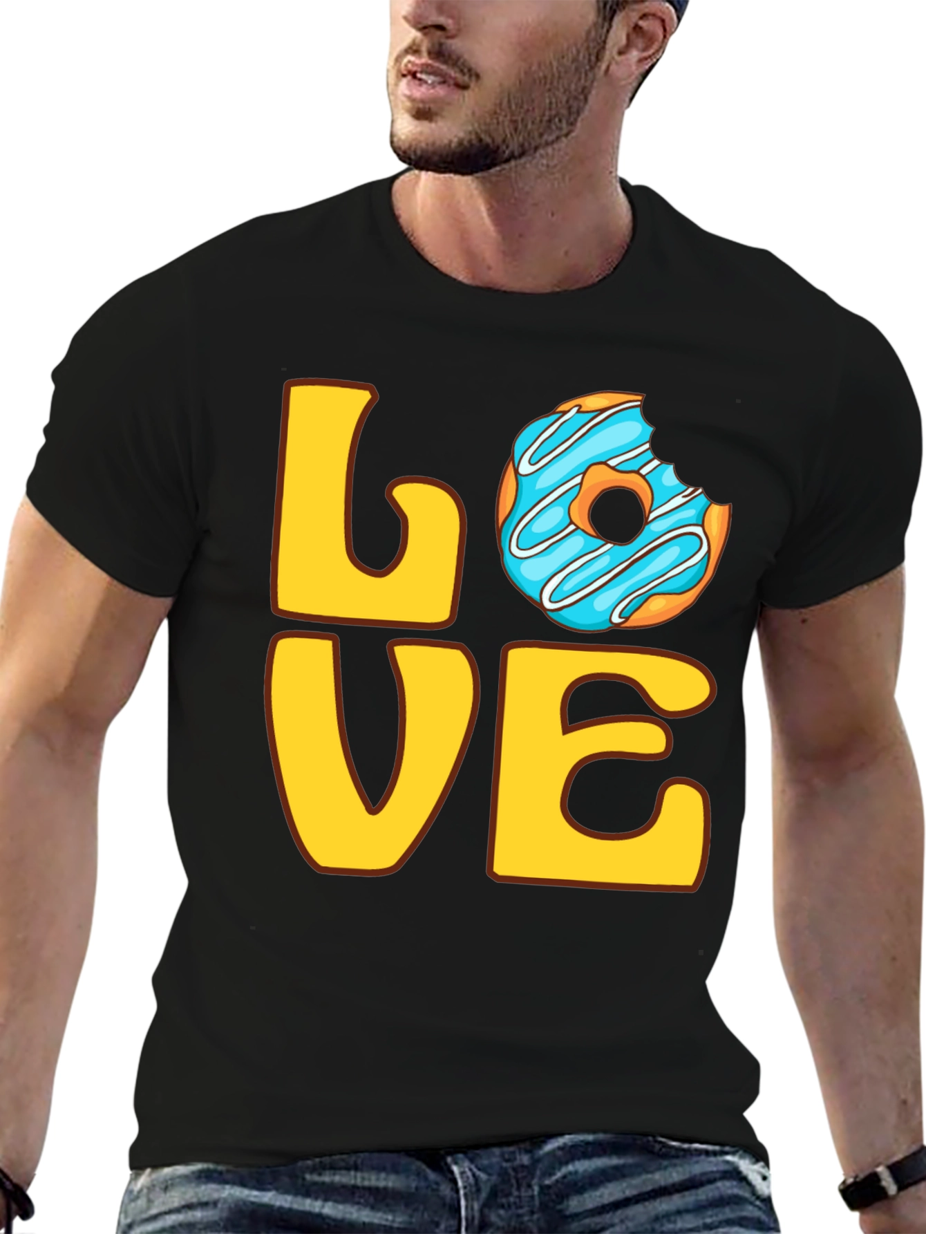 Black Love Donut Graphic Tee - Sweet Treat T-Shirt view 6