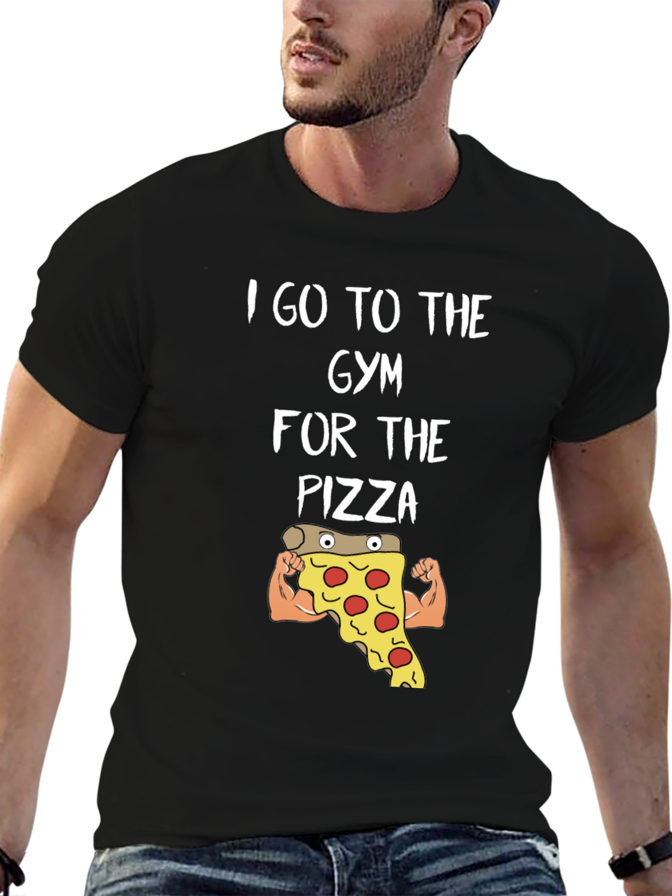 Black Gym Pizza T-Shirt - Funny Workout Tee view 6