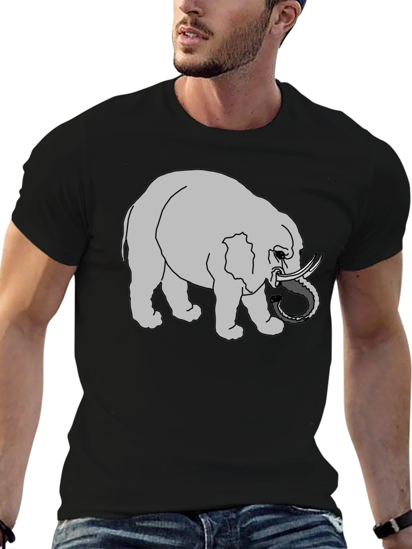Black Elephant Graphic Print Black T-Shirt view 6