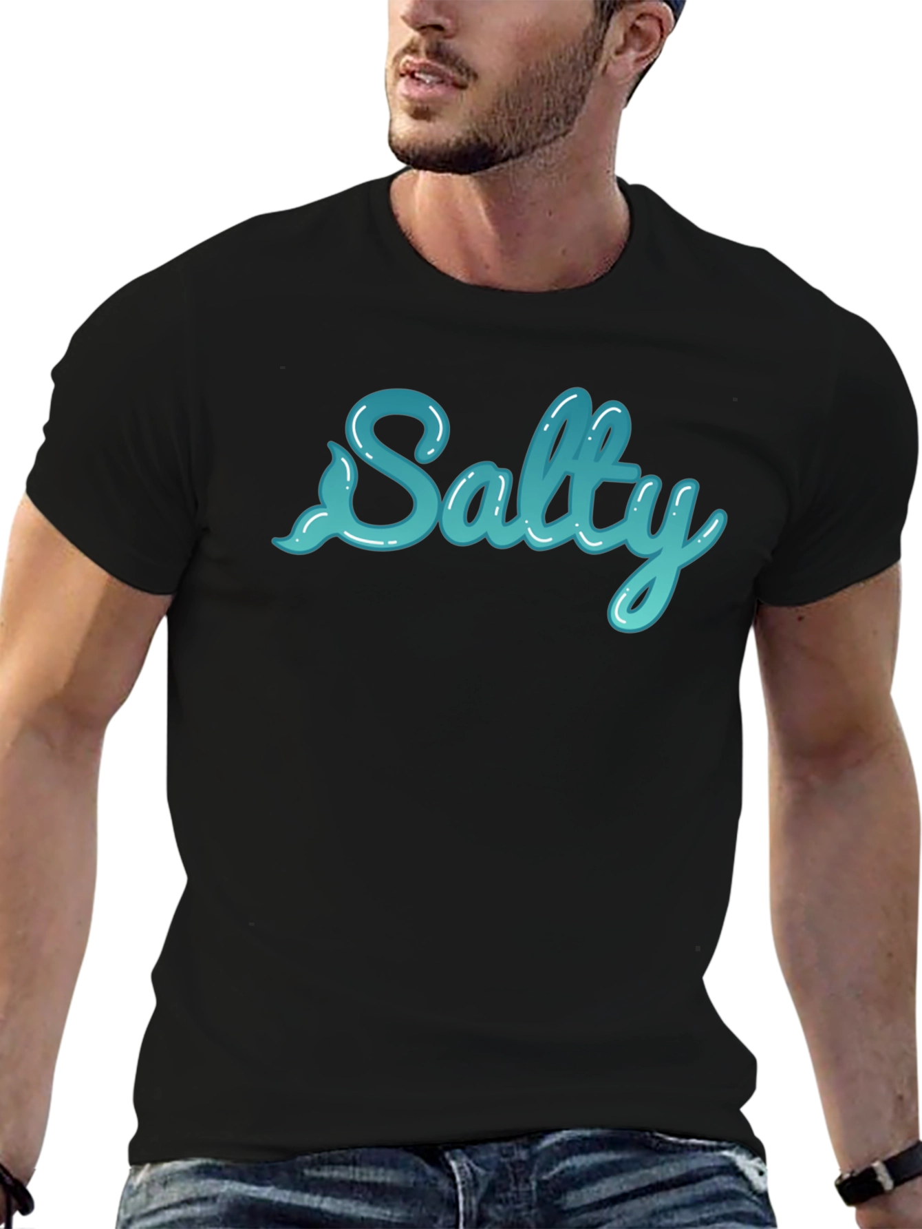 Black Salty Graphic T-Shirt - Unisex Black Tee view 6