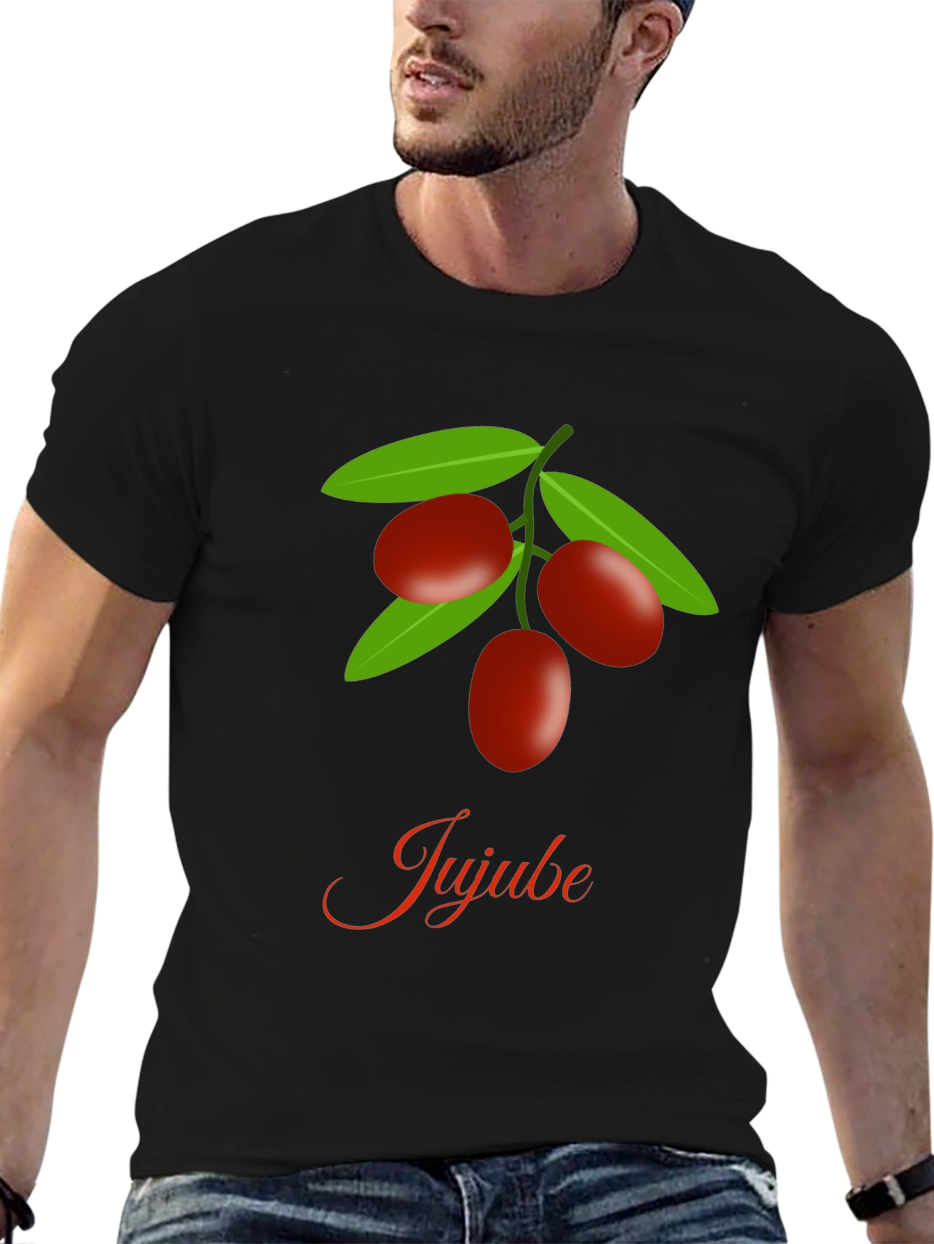 Black Jujube Fruit Graphic Black T-Shirt view 6