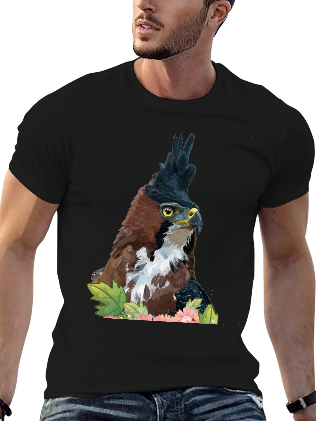 Black Eagle Crest Graphic Tee - Men's Black T-Shirt view 6