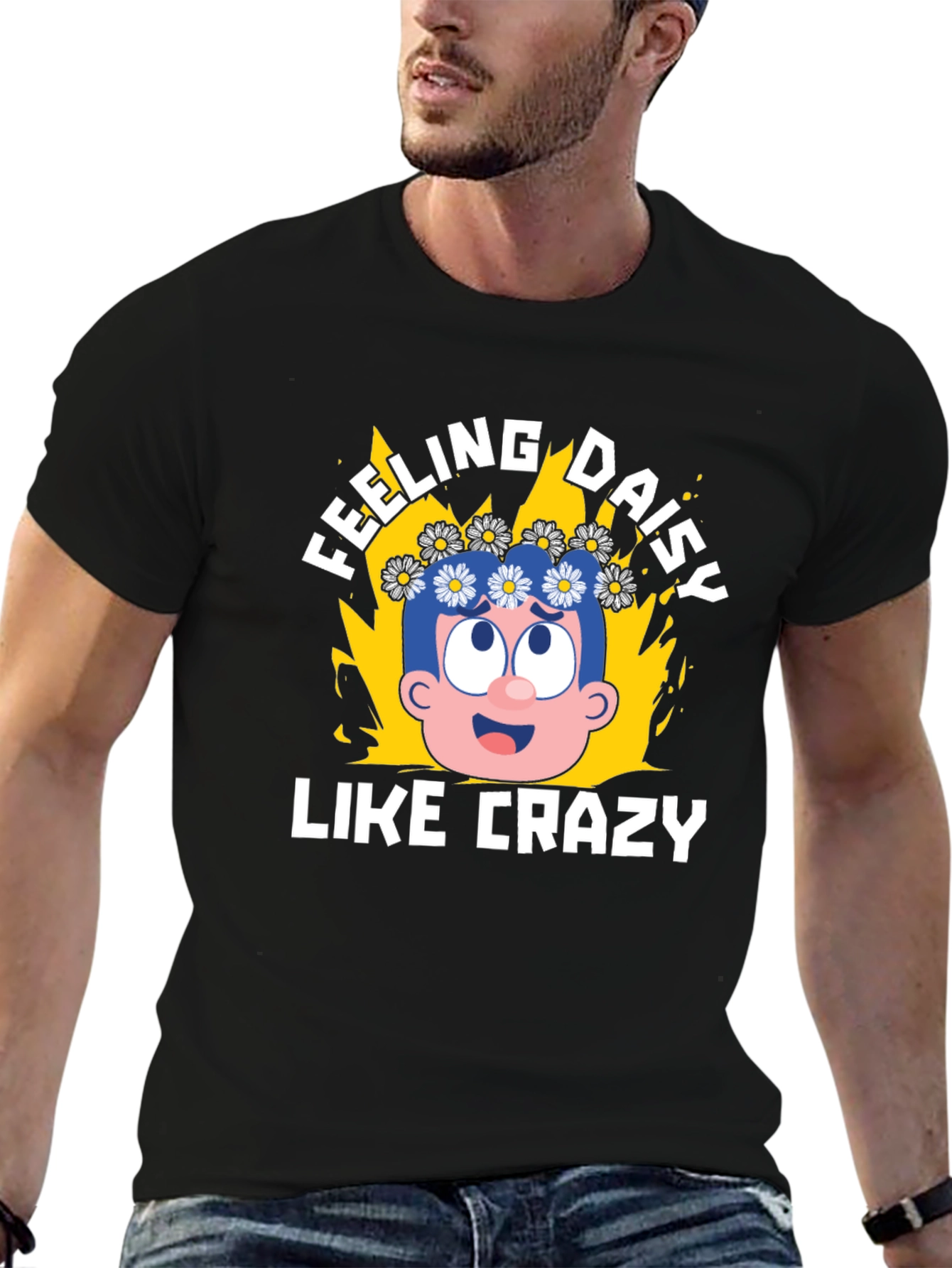 Black Feeling Daisy Like Crazy Graphic T-Shirt view 6