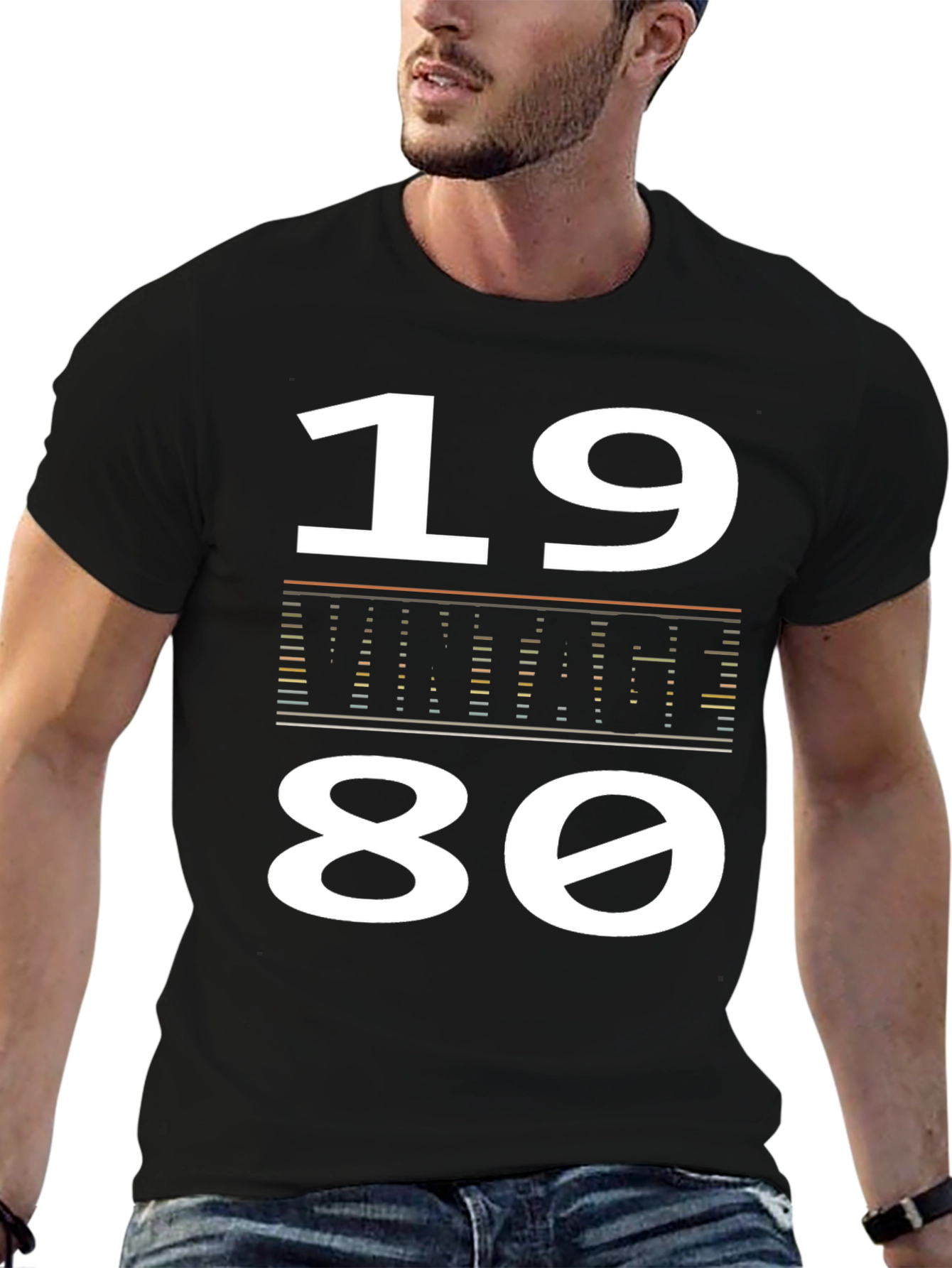 Black Vintage 1980 Black T-Shirt view 6