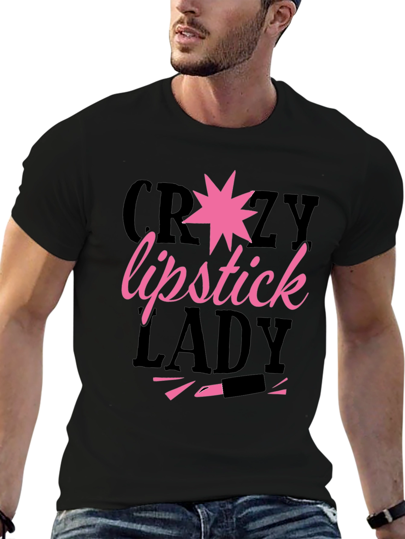 Black Crazy Lipstick Lady Graphic Tee - Black view 6