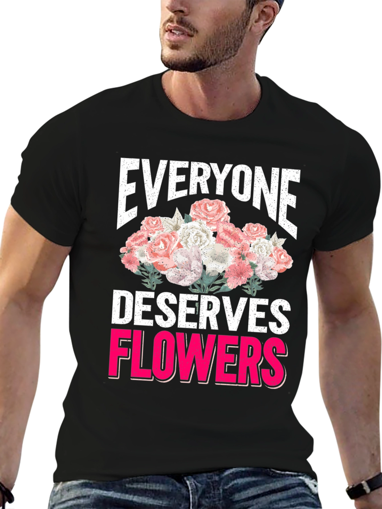 Black Everyone Deserves Flowers Graphic Tee view 6