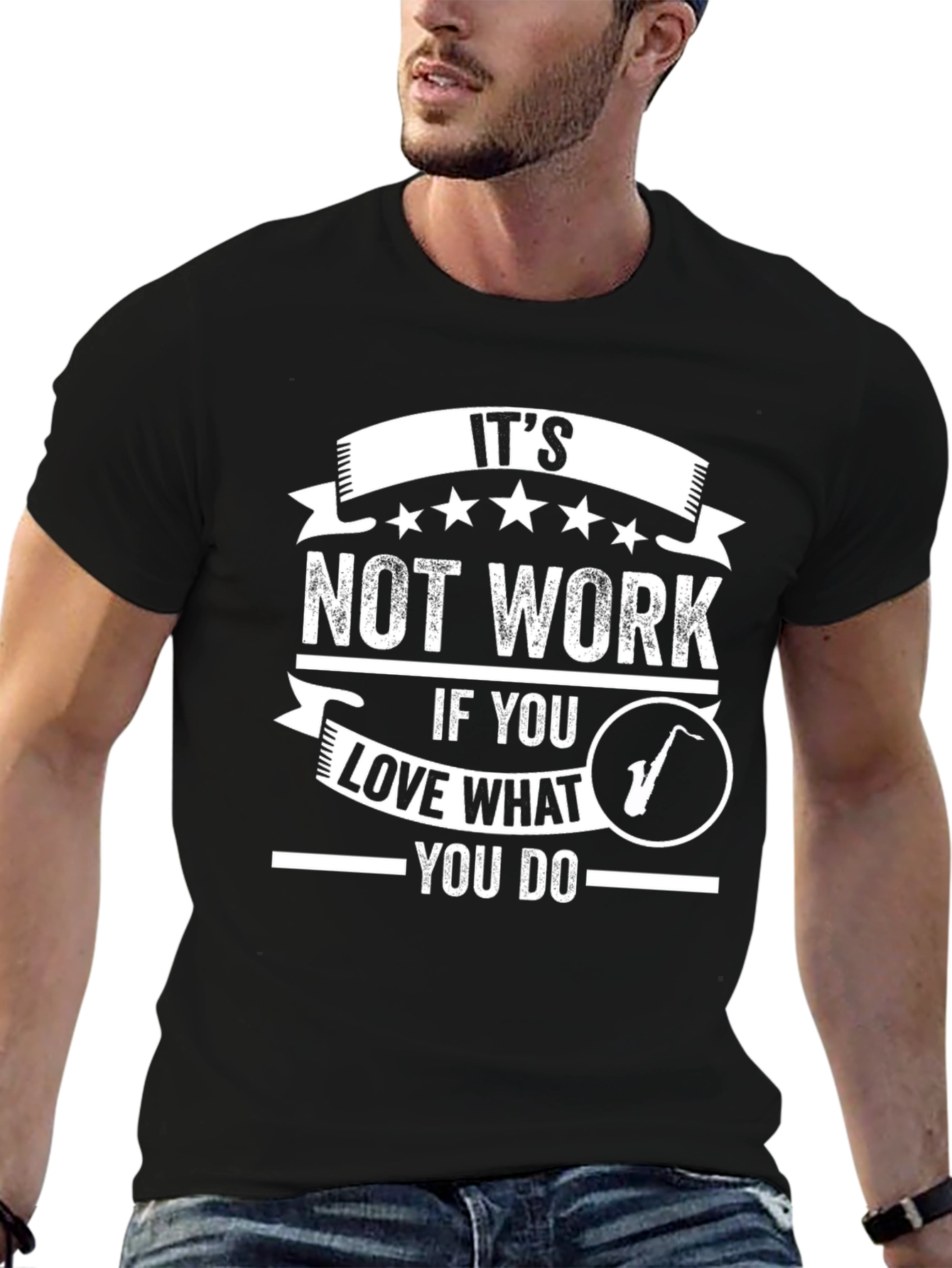 Black It's Not Work Saxophone Graphic Tee view 6