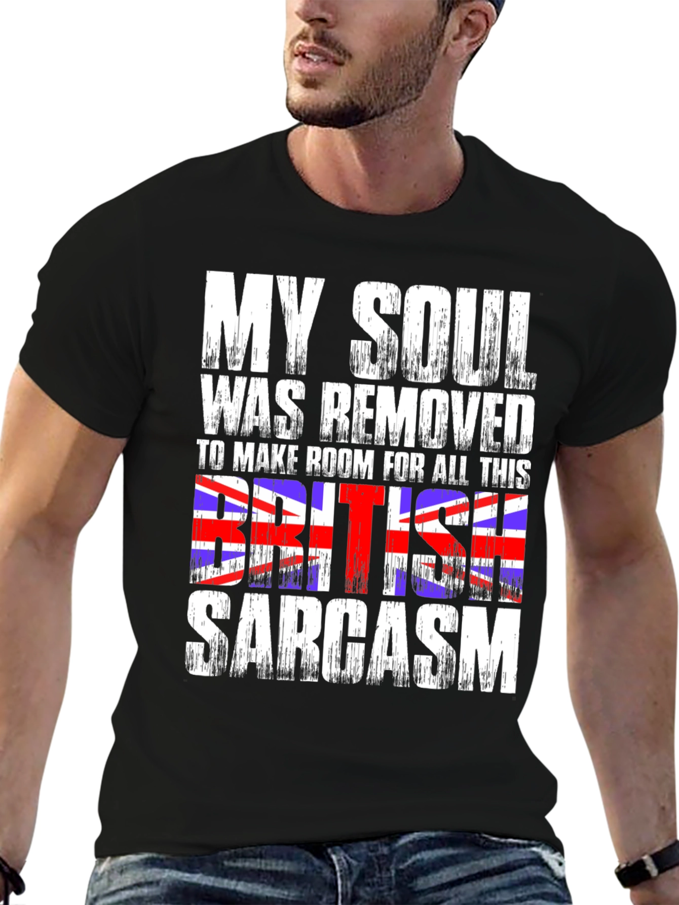 Black British Sarcasm Graphic Tee - Black view 6