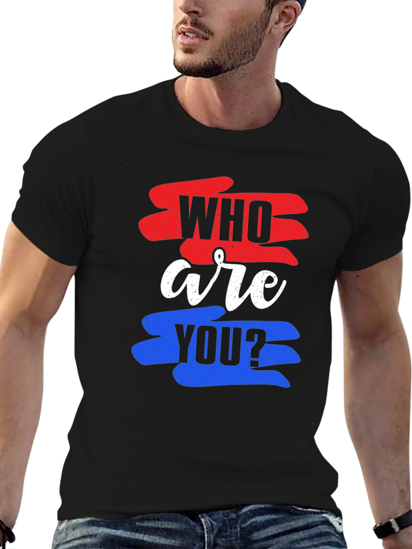 Black Who Are You Graphic Tee view 6