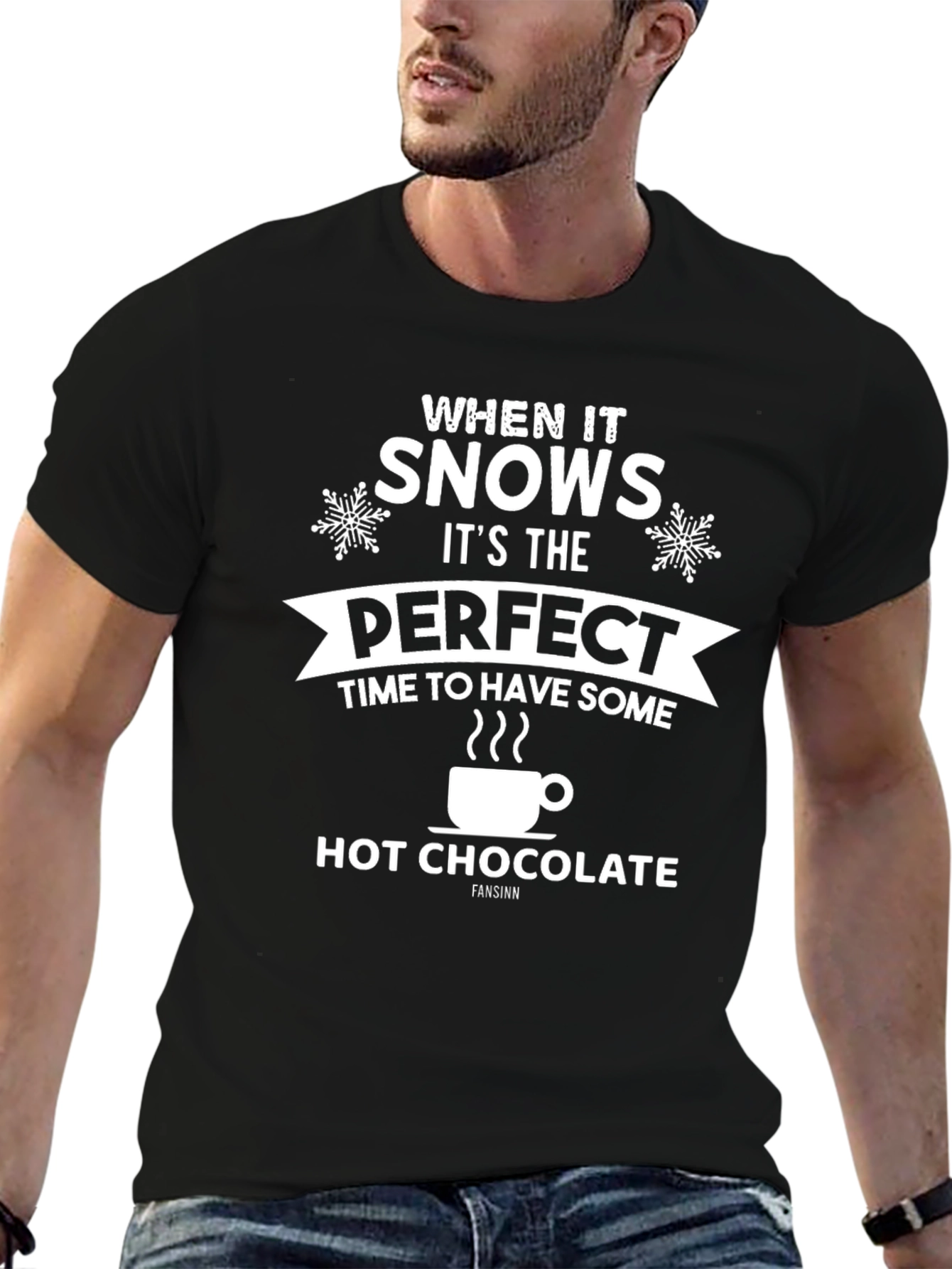 Black Snow Day Hot Chocolate T-Shirt - Perfect Winter Gift view 6