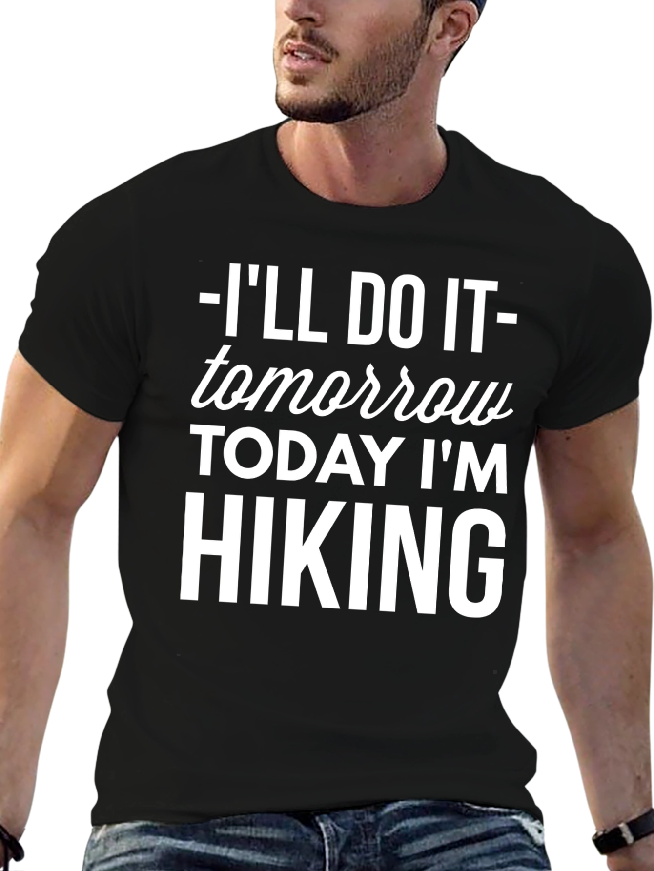 Black Hiking Tomorrow T-Shirt - Funny Hiking Shirt view 6