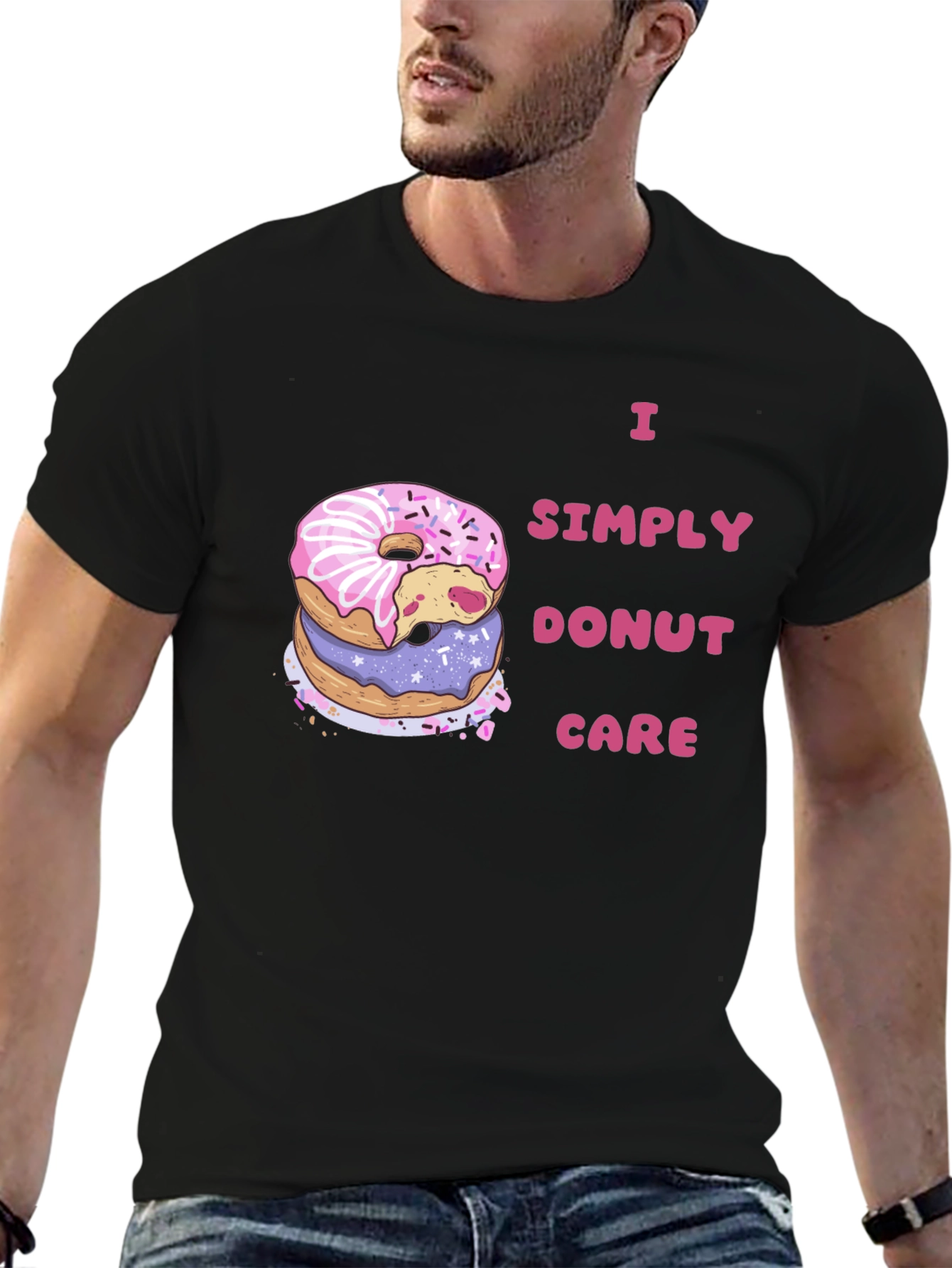Black I Simply Donut Care Funny Graphic Tee view 6