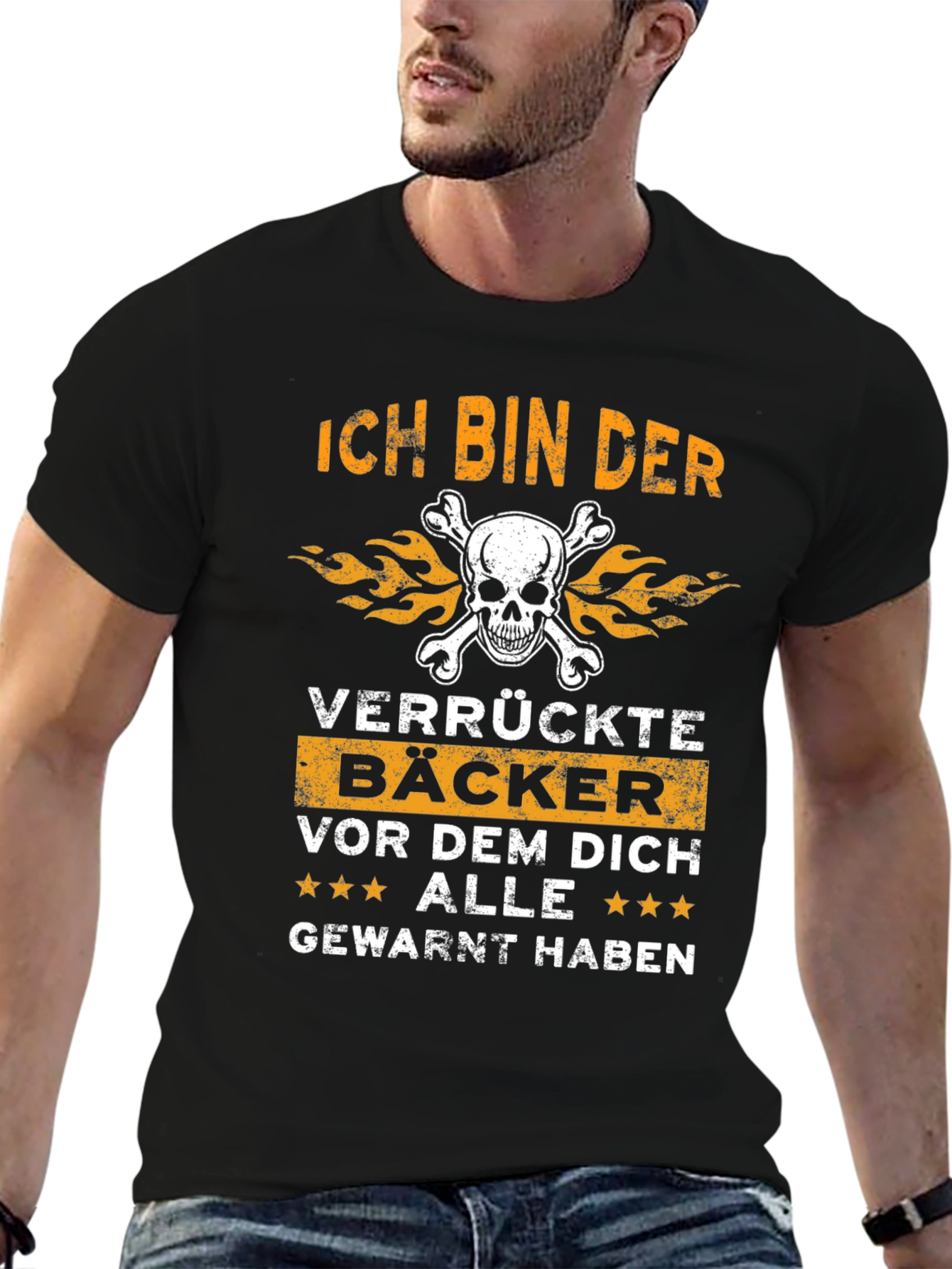 Black Ich Bin Der Verrückte Bäcker Funny Baker T-Shirt view 6