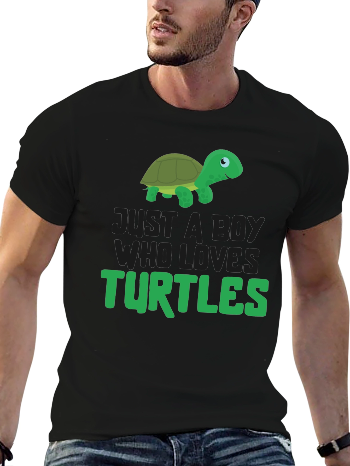 Black Boy Who Loves Turtles T-Shirt view 6