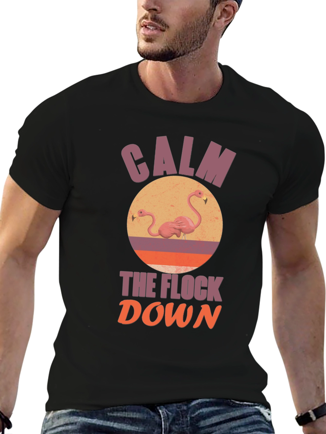Black Calm the Flock Down Graphic T-Shirt view 6