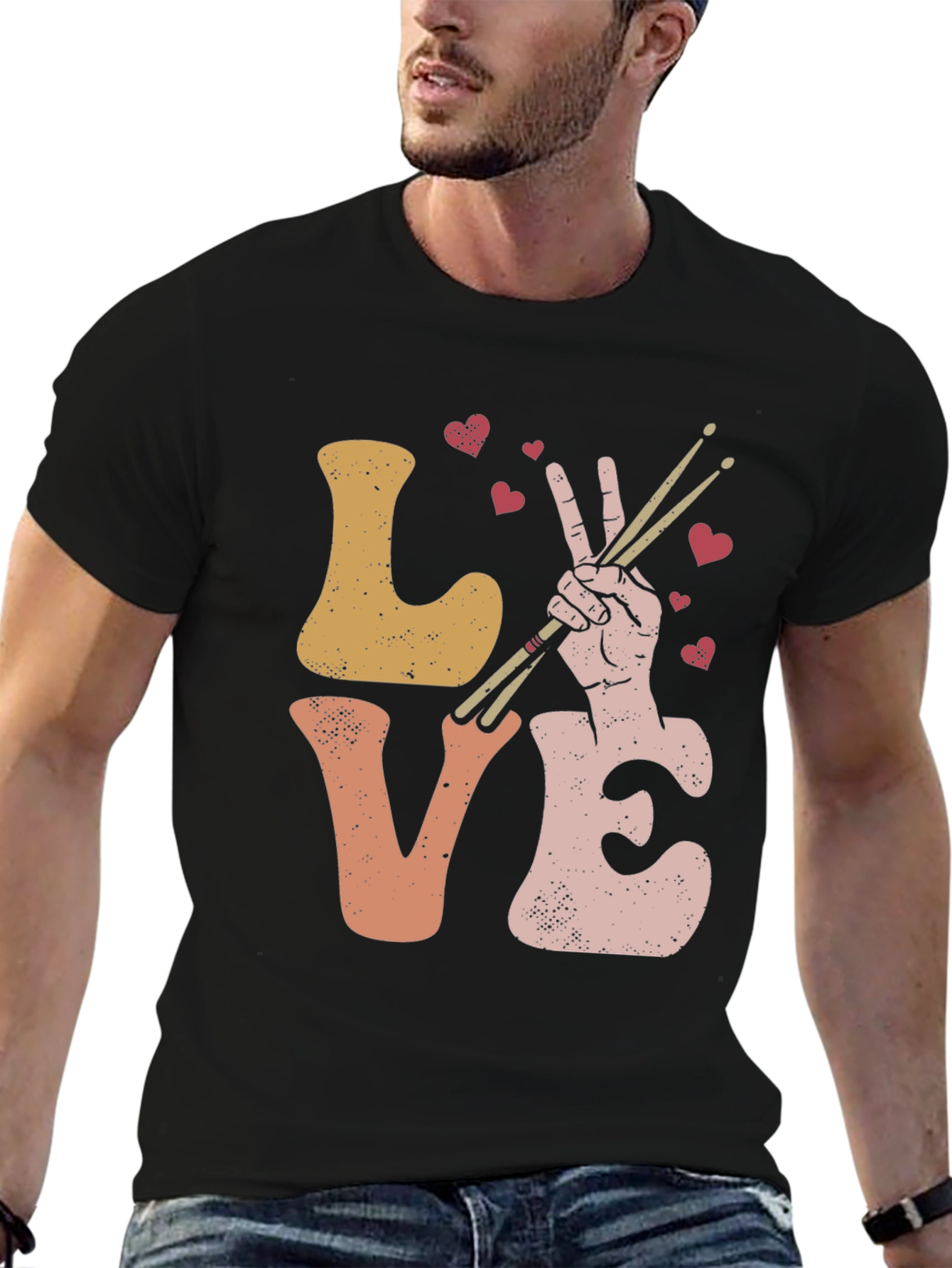 Black Love Drummer Graphic T-Shirt view 6