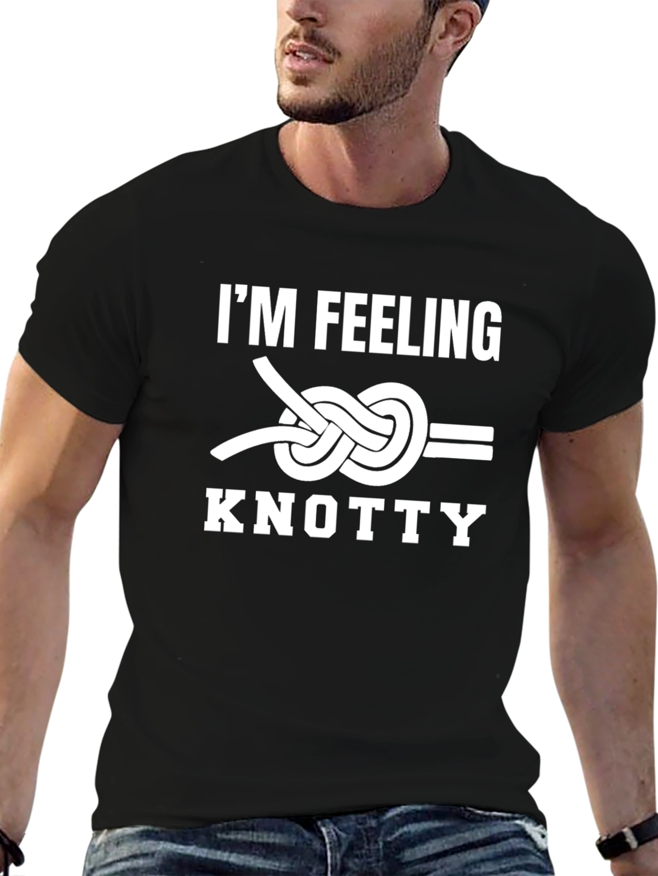 Black Feeling Knotty Graphic T-Shirt - Casual Wear view 6