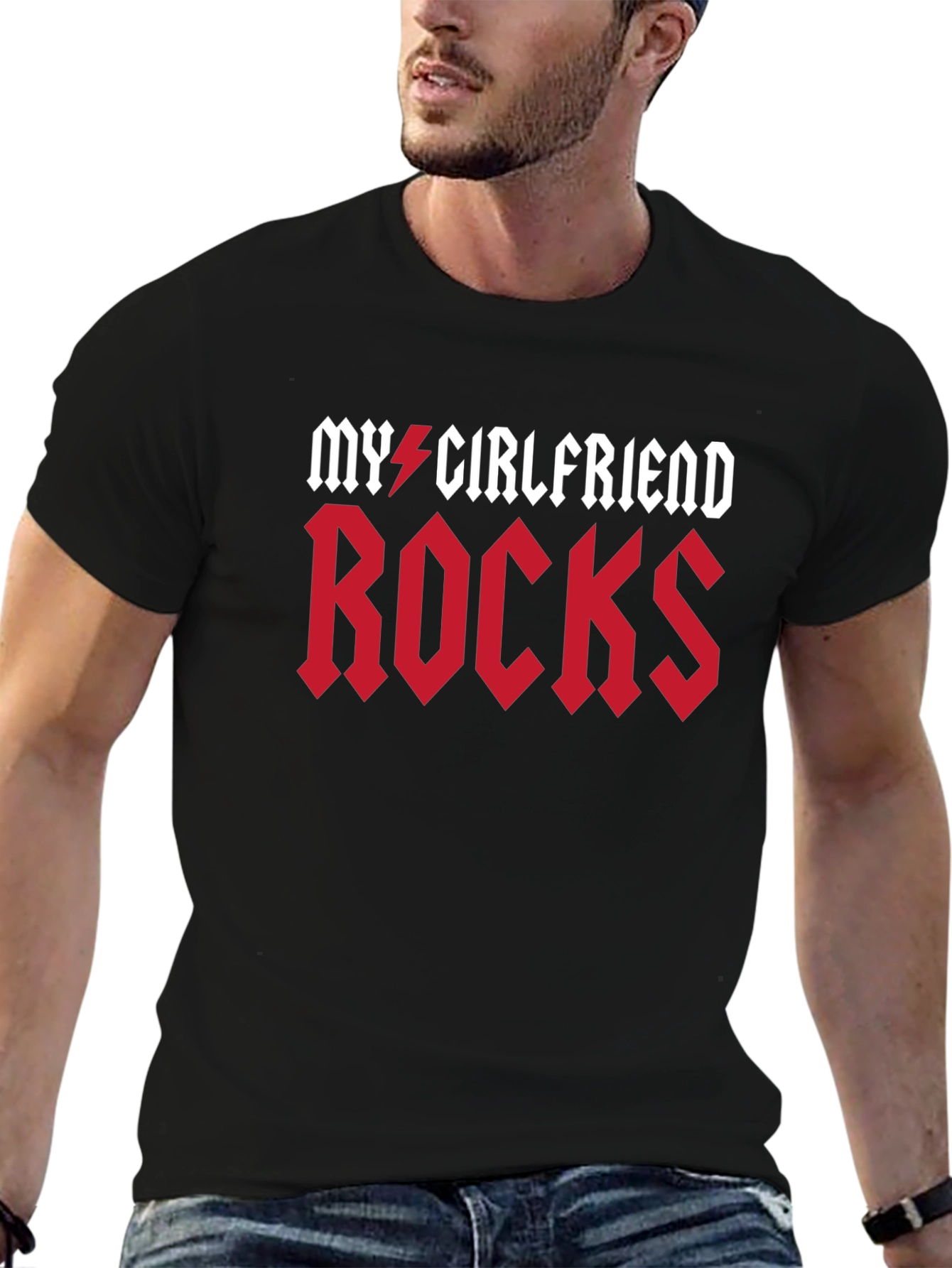 Black My Girlfriend Rocks Graphic T-Shirt view 6