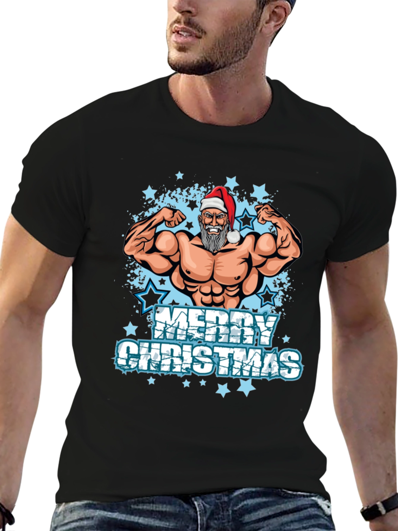 Muscle Santa Merry Christmas T-Shirt - 6