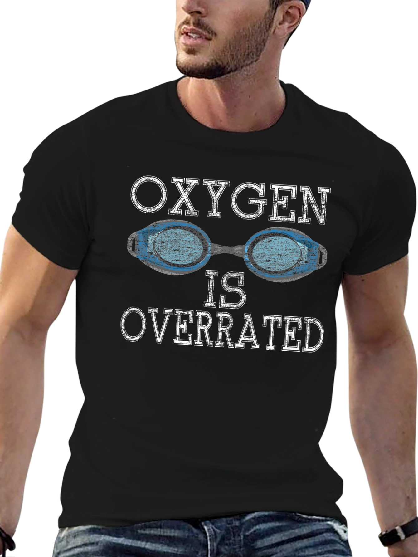 Black Oxygen Is Overrated Swimmer T-Shirt view 6