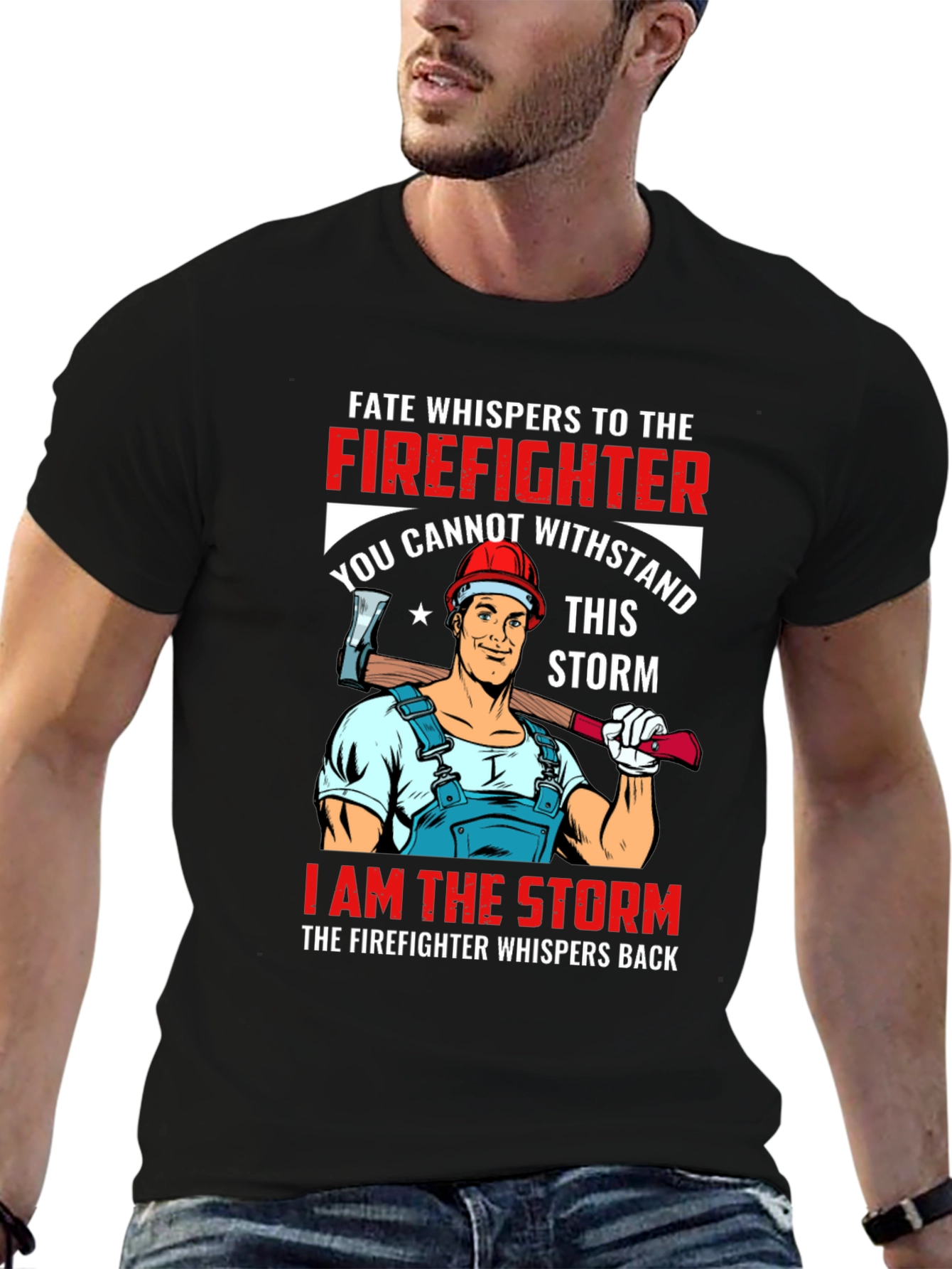 Black Firefighter Storm Graphic T-Shirt view 6