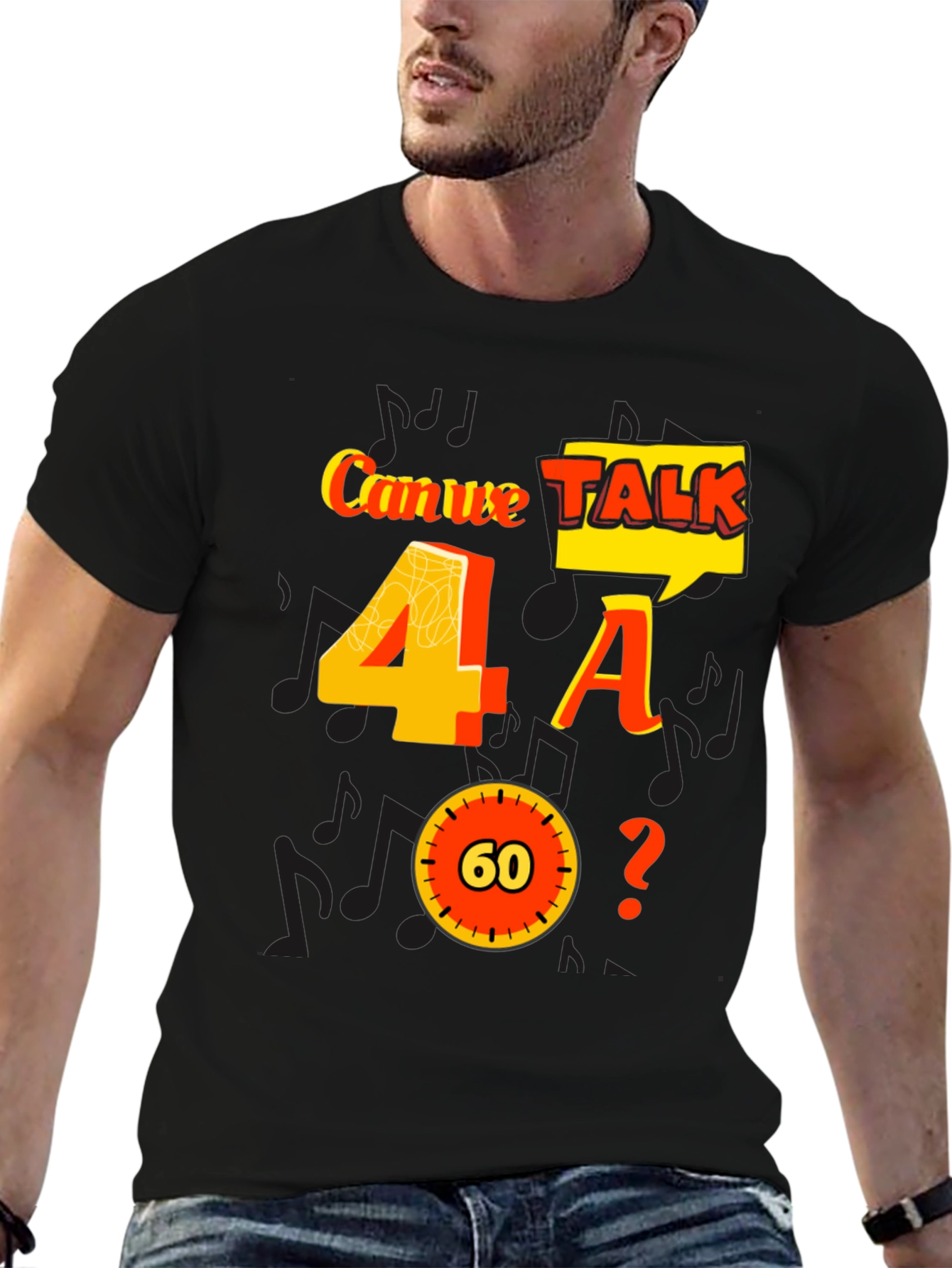 Black Can We Talk 4 A 60? Graphic Tee view 6