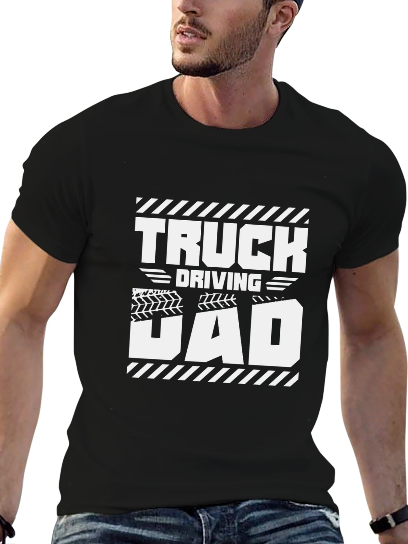 Black Truck Driving Dad Black Graphic T-Shirt view 6