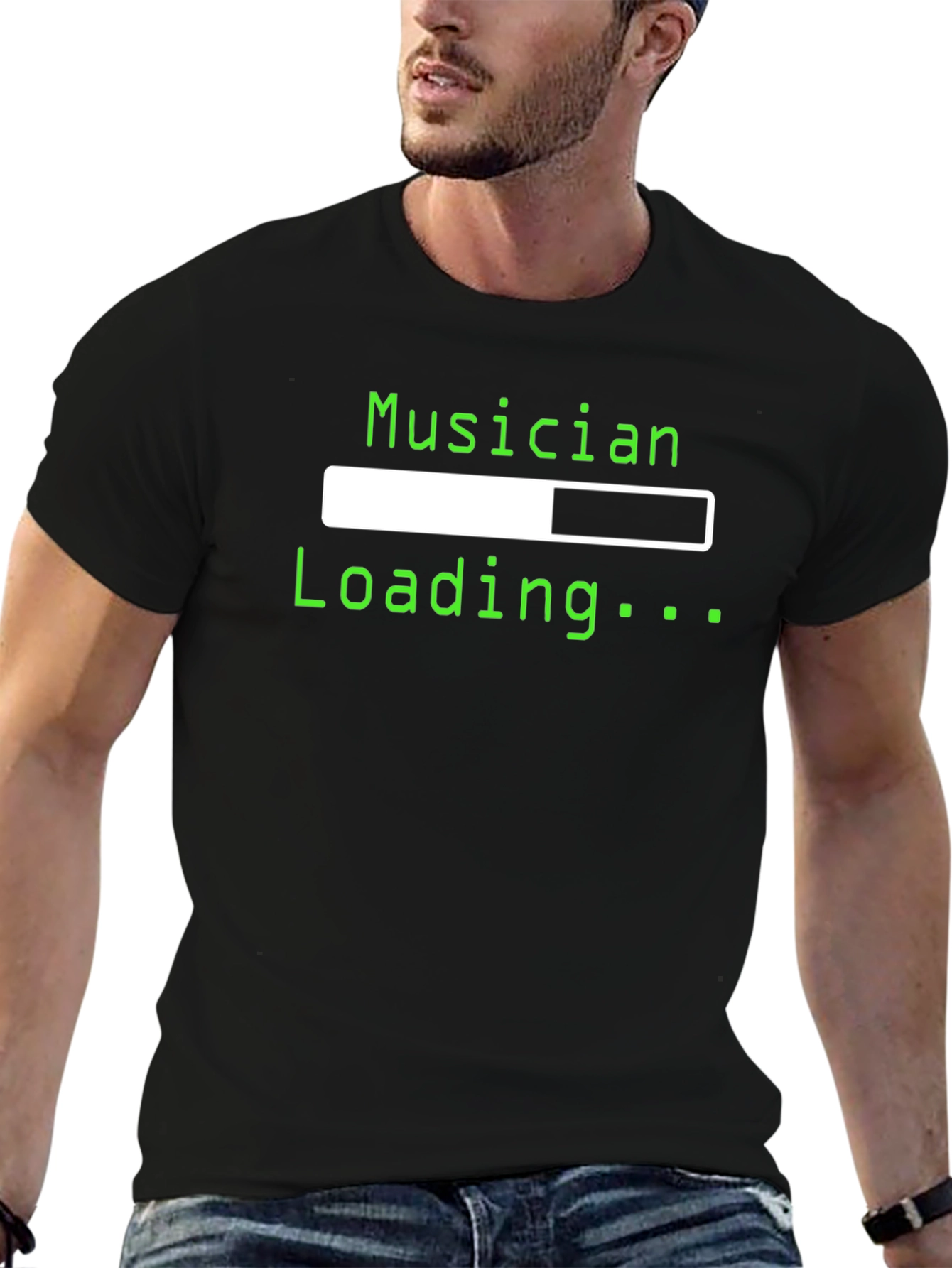 Black Musician Loading Black T-Shirt view 6