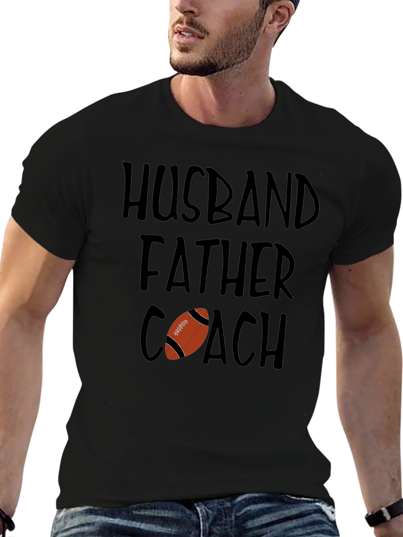 Black Husband Father Coach Graphic T-Shirt view 6