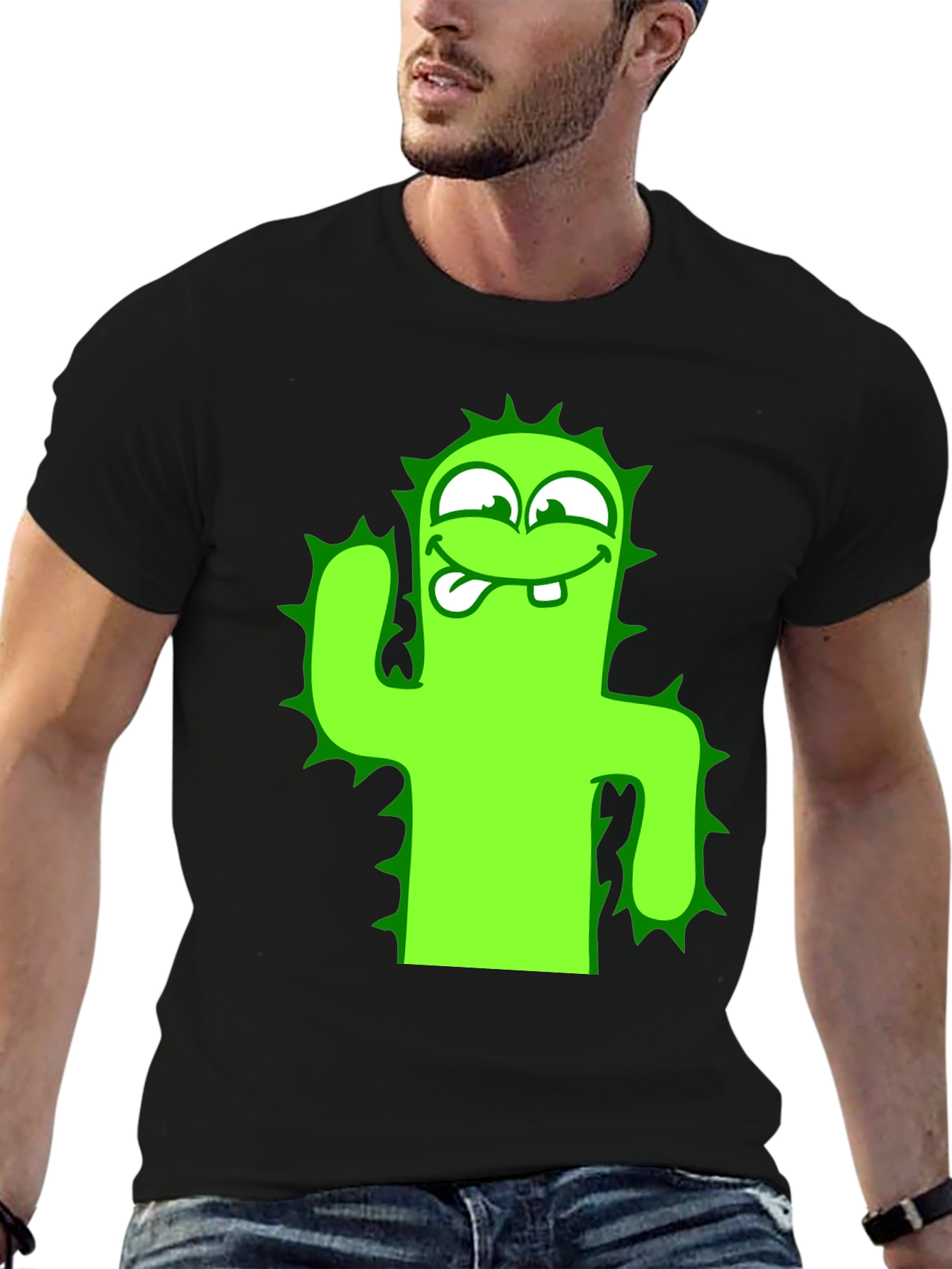 Black Funny Cactus Graphic Tee - Black T-Shirt view 6