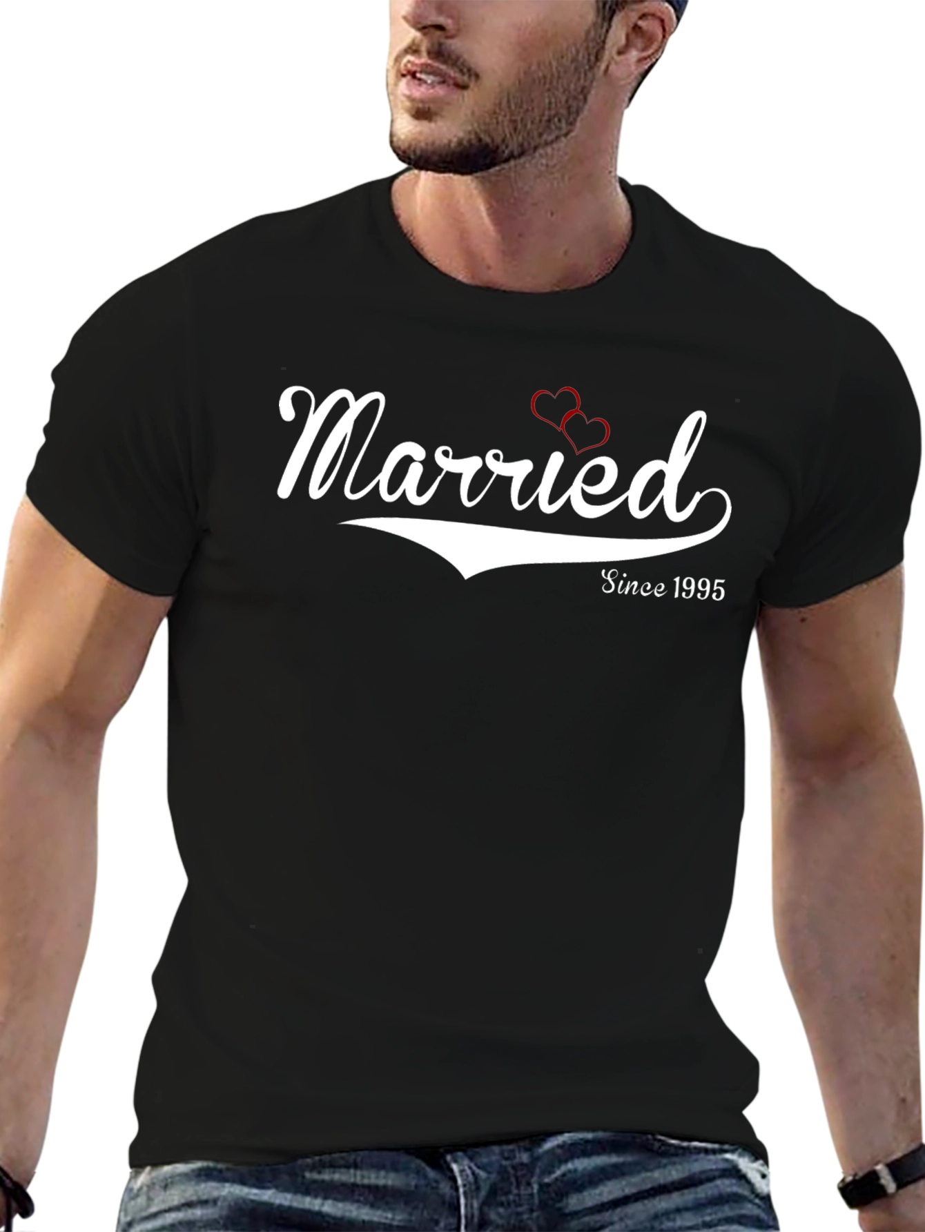 Black Married Since 1995 Anniversary T-Shirt view 6