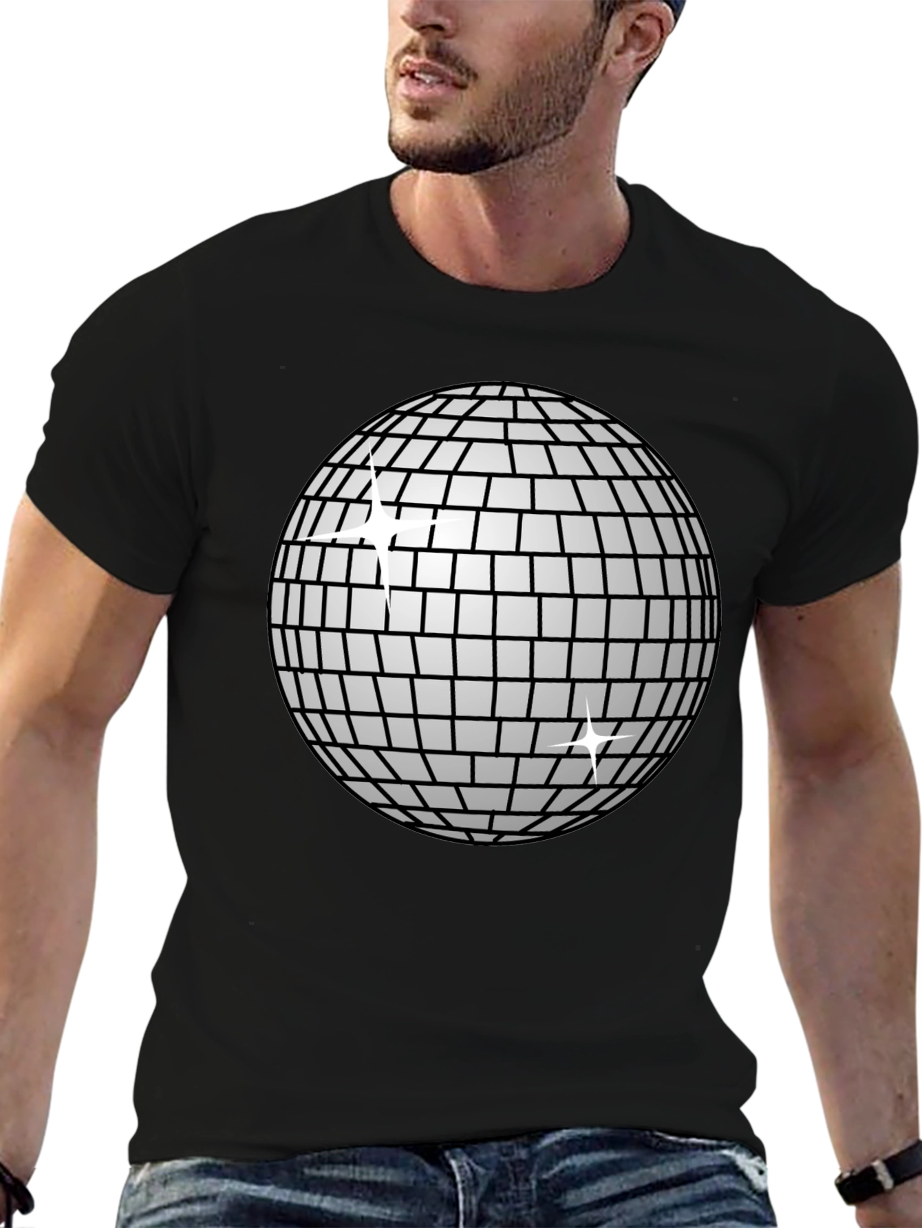 Black Disco Ball T-Shirt - Groovy Party Style! view 6