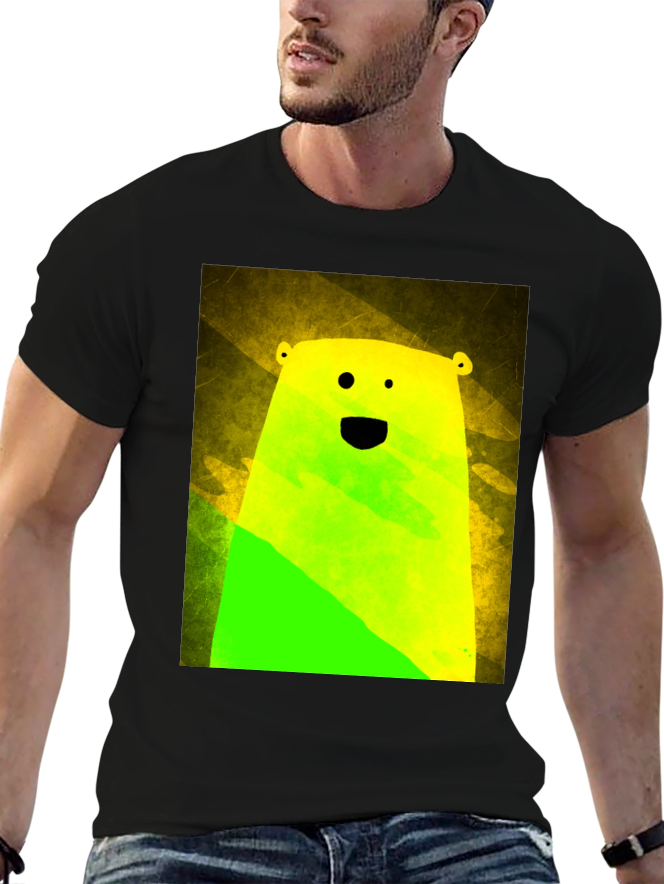 Black Vibrant Bear Graphic Tee - Unique Streetwear Style view 6
