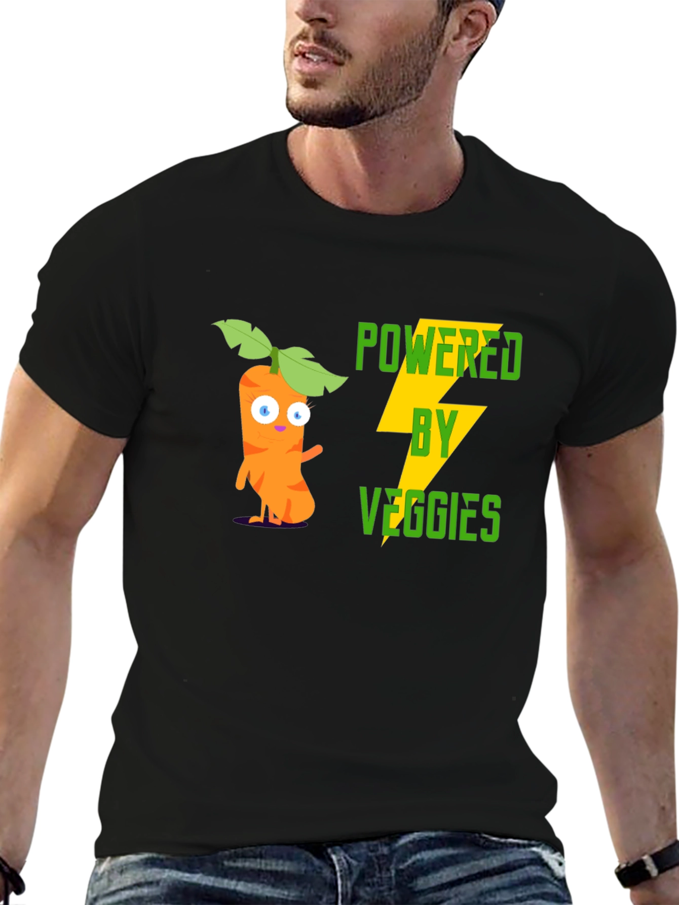 Black Powered by Veggies Graphic Tee - Black view 6
