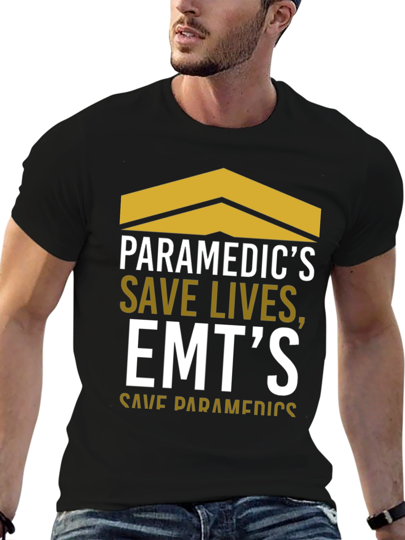 Black Paramedic & EMT Save Lives Black Graphic Tee view 6