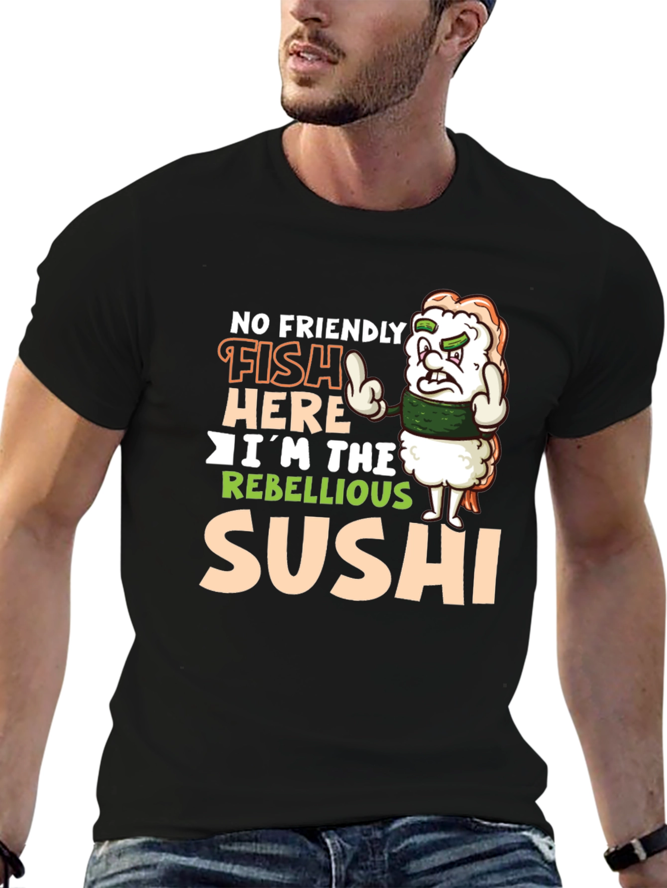 Black Rebellious Sushi Graphic Tee view 6