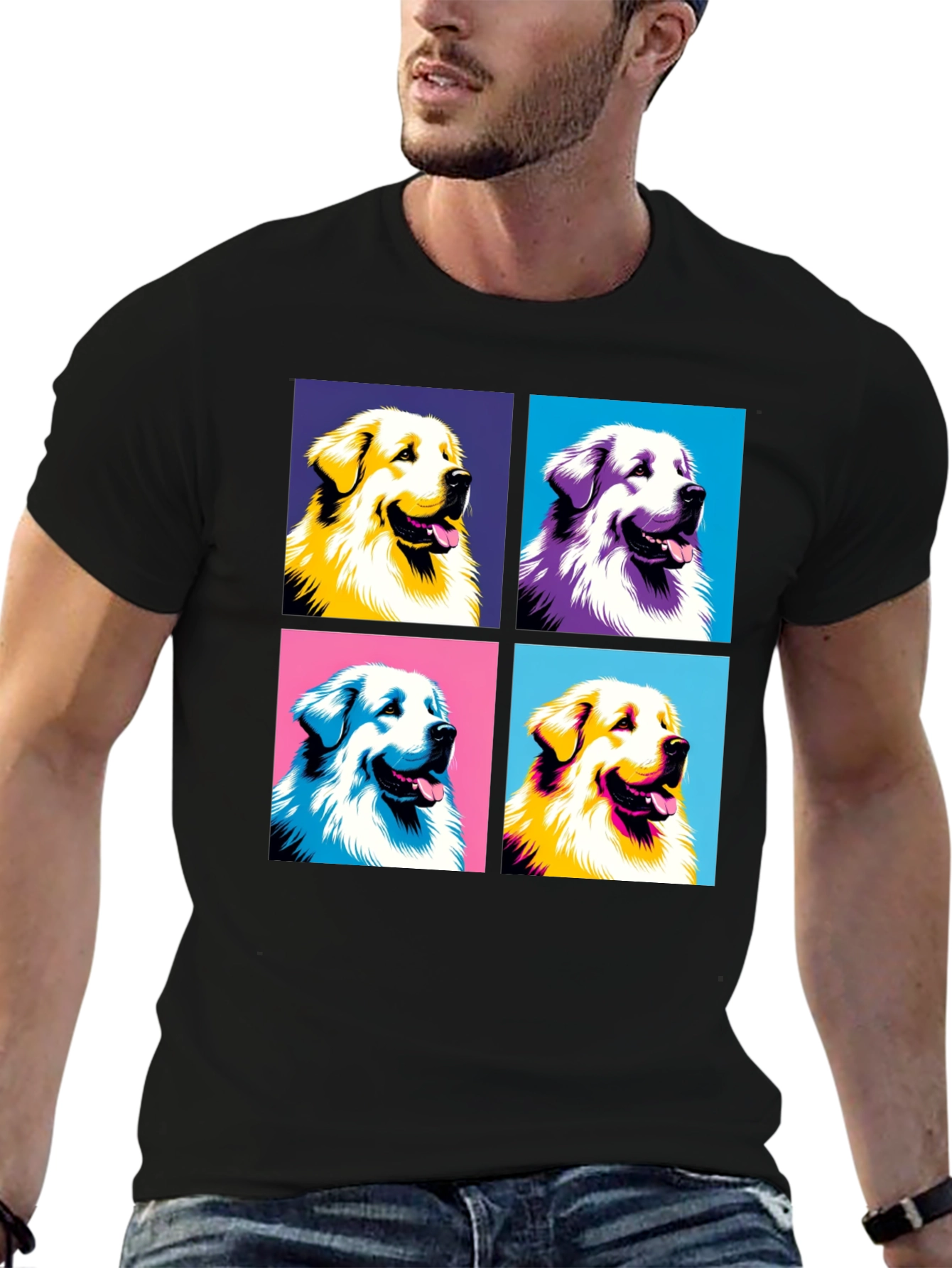 Black Dog Pop Art T-Shirt - Unique Graphic Tee view 6