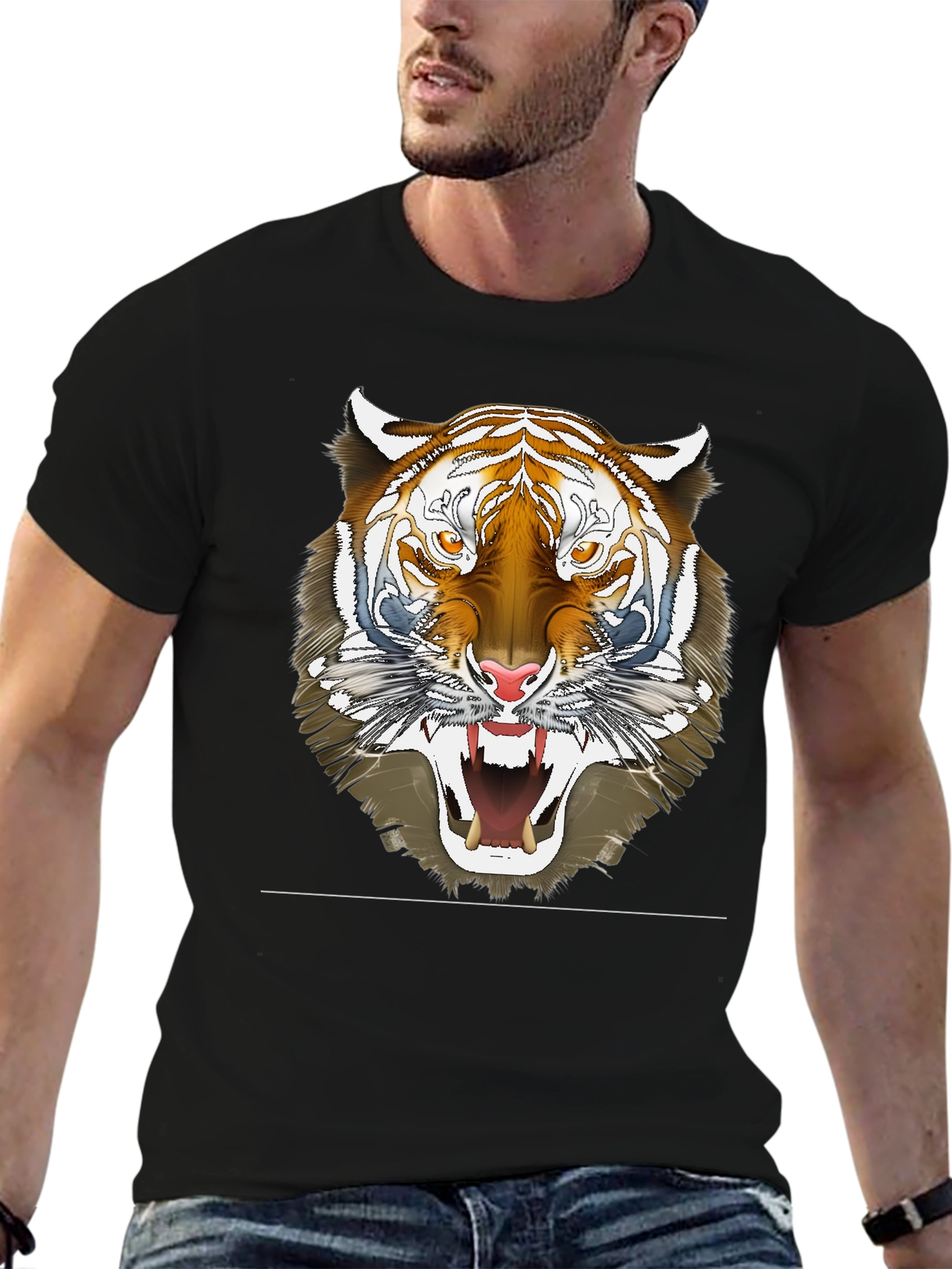 Black Black Tiger Graphic T-Shirt - Men's Fashion Tee view 6