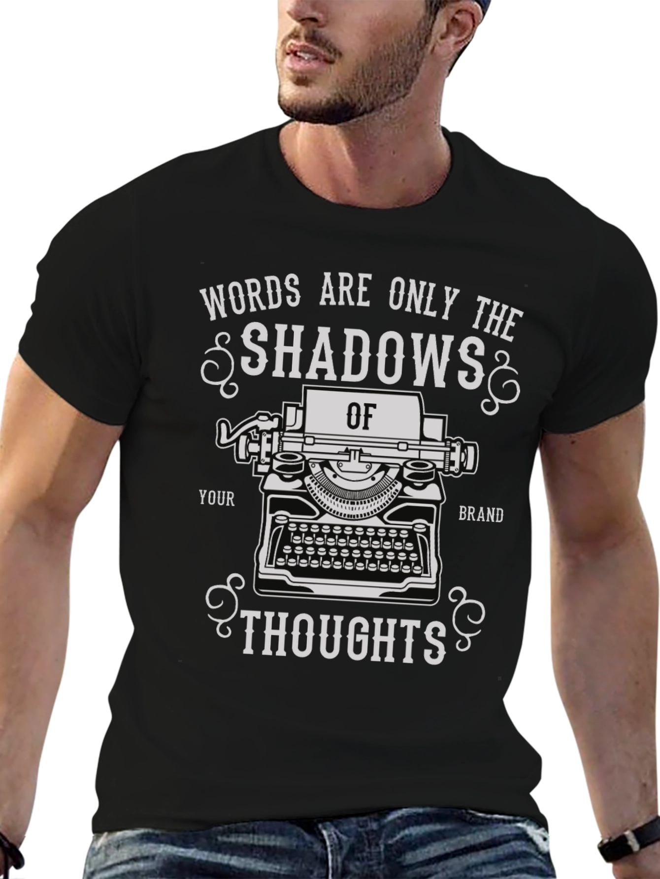 Black Shadows of Thoughts Typewriter T-Shirt view 6