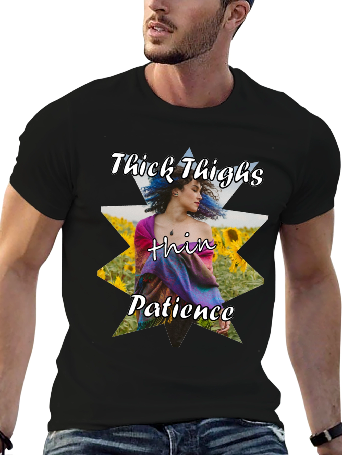 Black Thick Thighs Thin Patience Graphic T-Shirt view 6