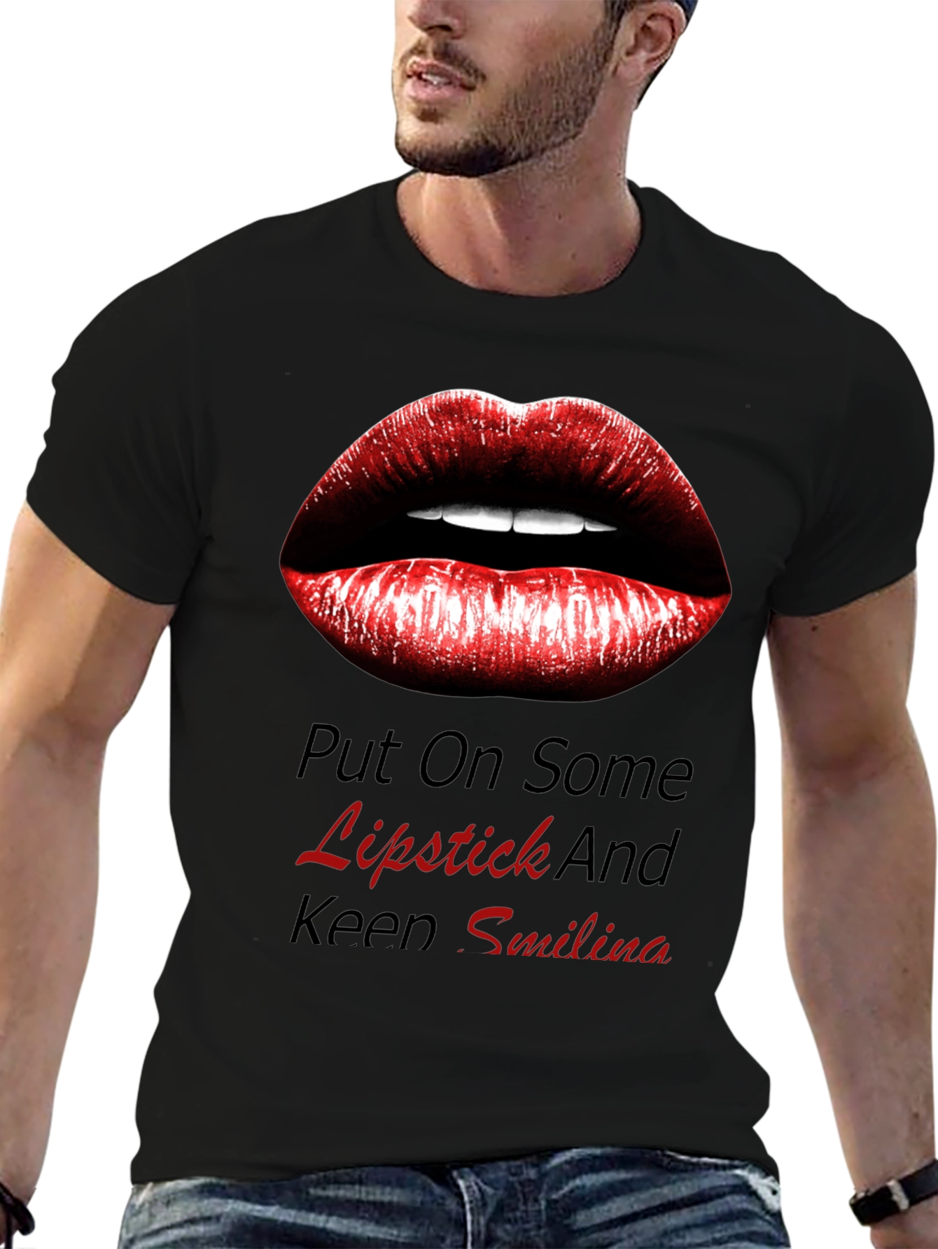 Black Lipstick Kiss Graphic Tee - Trendy Black Shirt view 6
