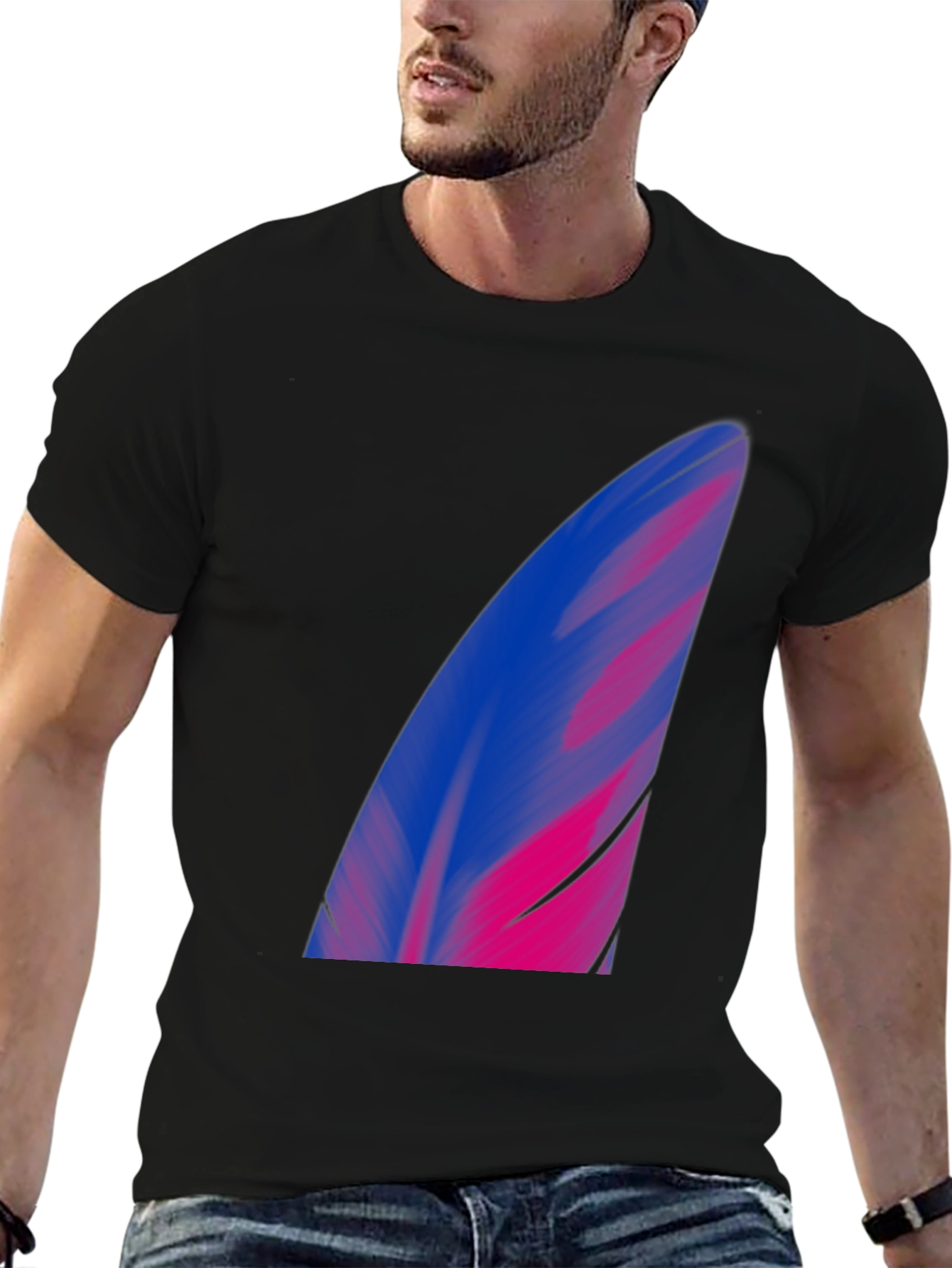 Black Surf Fin Graphic Tee - Black Cotton Blend view 6