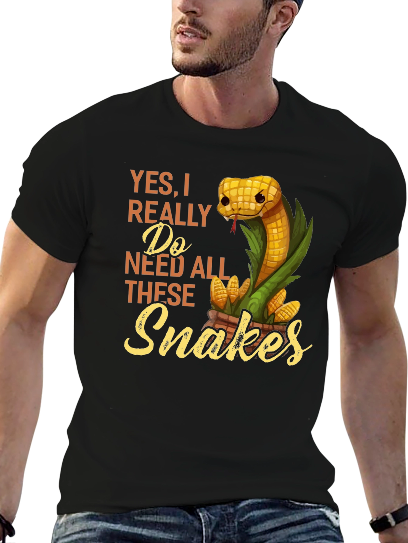 Black Funny Snake Lover T-Shirt view 6