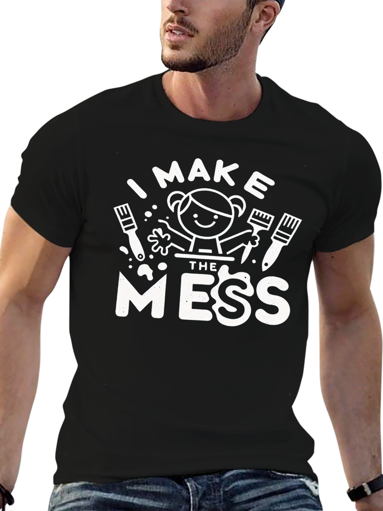 Black I Make the Mess T-Shirt - Funny Painter Kid Tee view 6