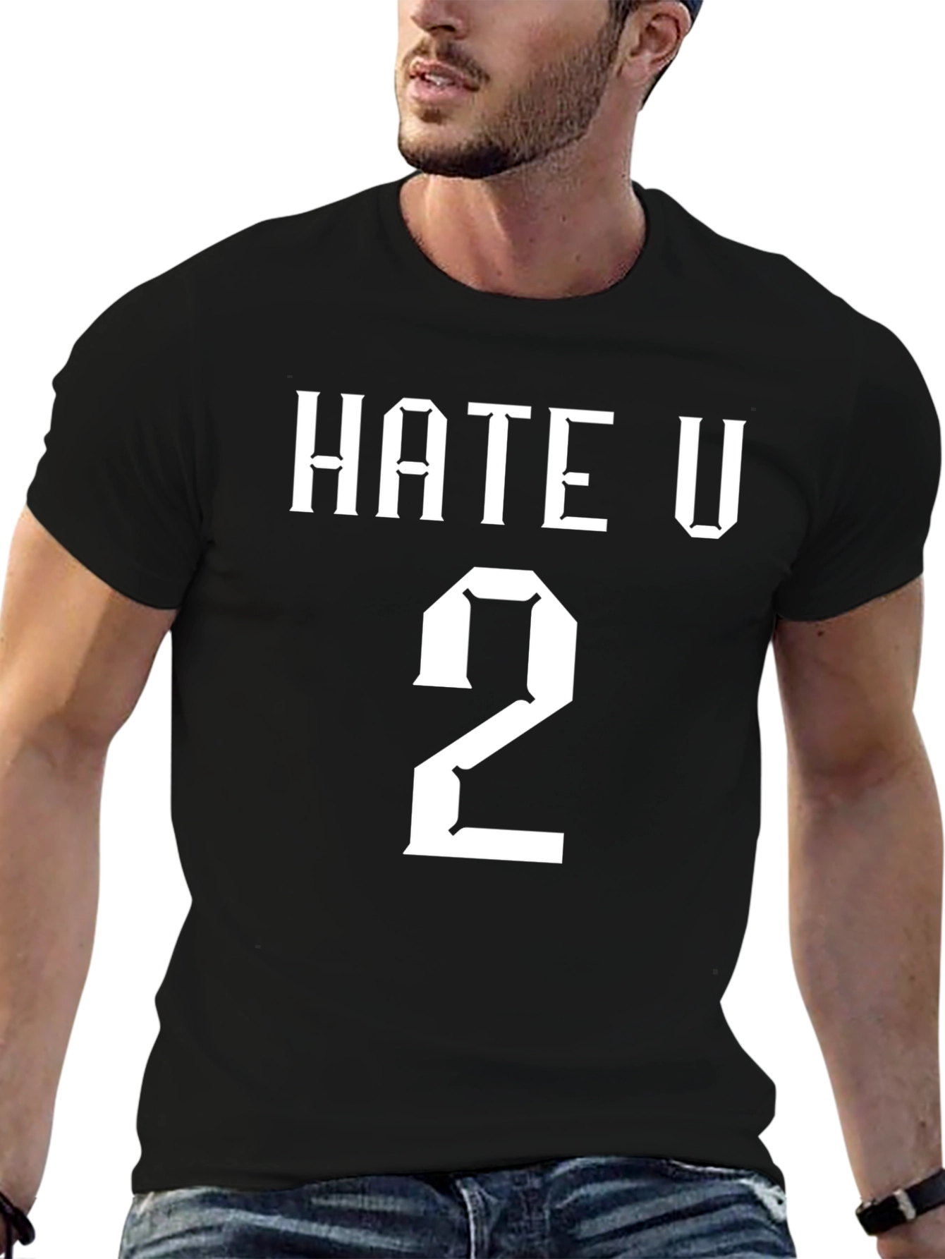 Black HATE U 2 Graphic T-Shirt - Bold Statement Tee view 6