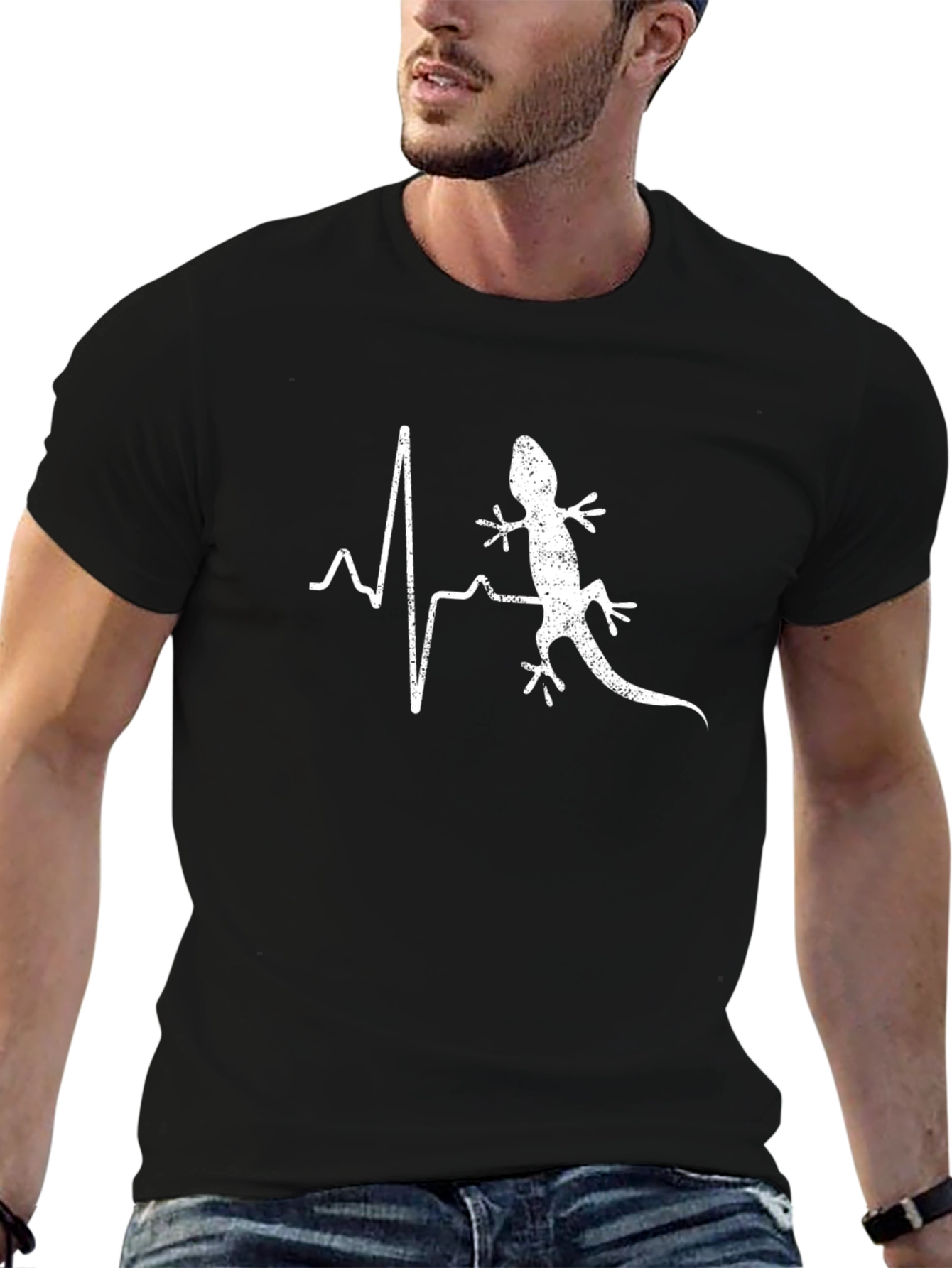 Black Lizard Heartbeat Black T-Shirt view 6